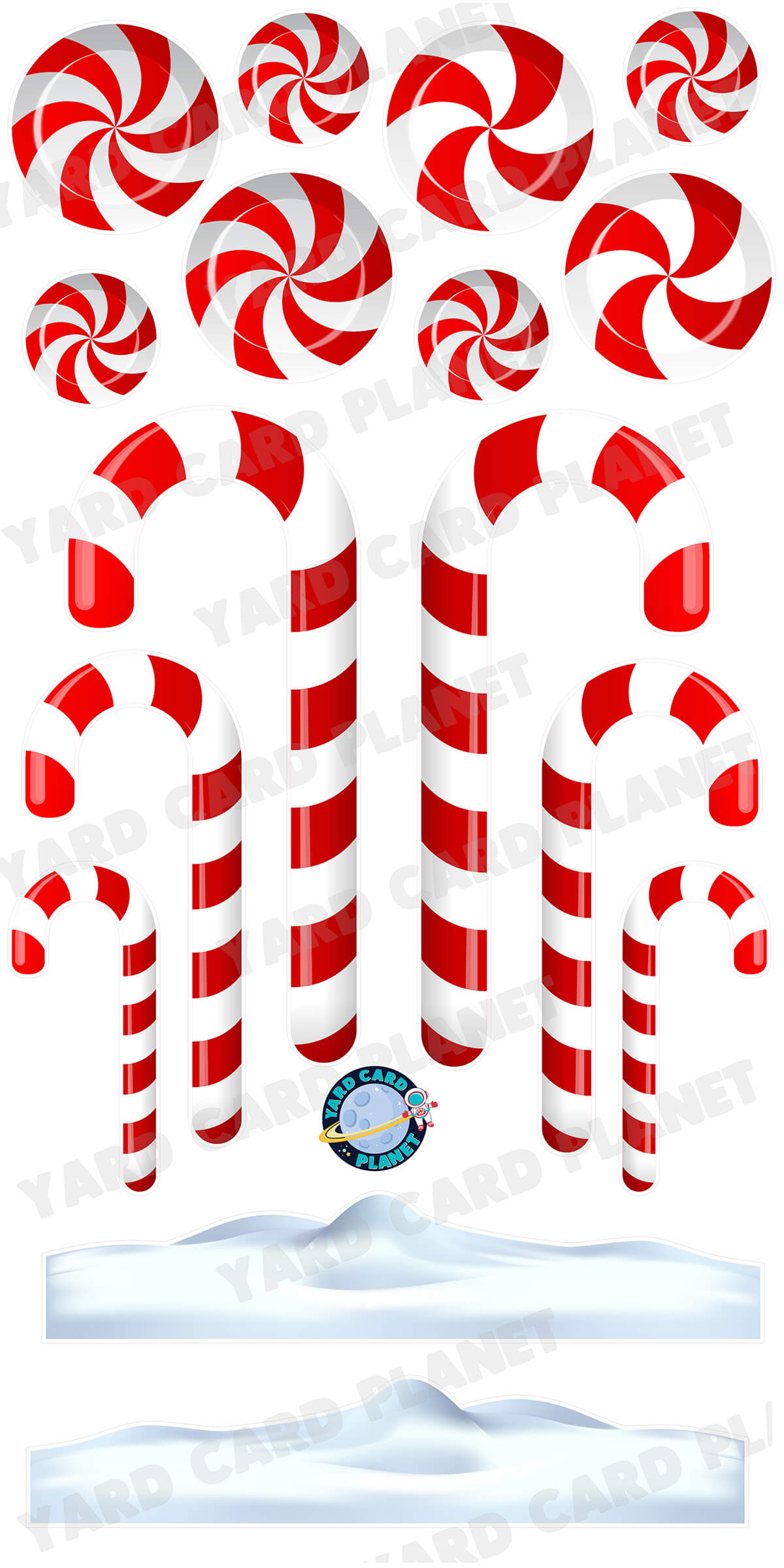 Candy Cane Christmas and Snow EZ Quick Panels Yard Card Flair Set