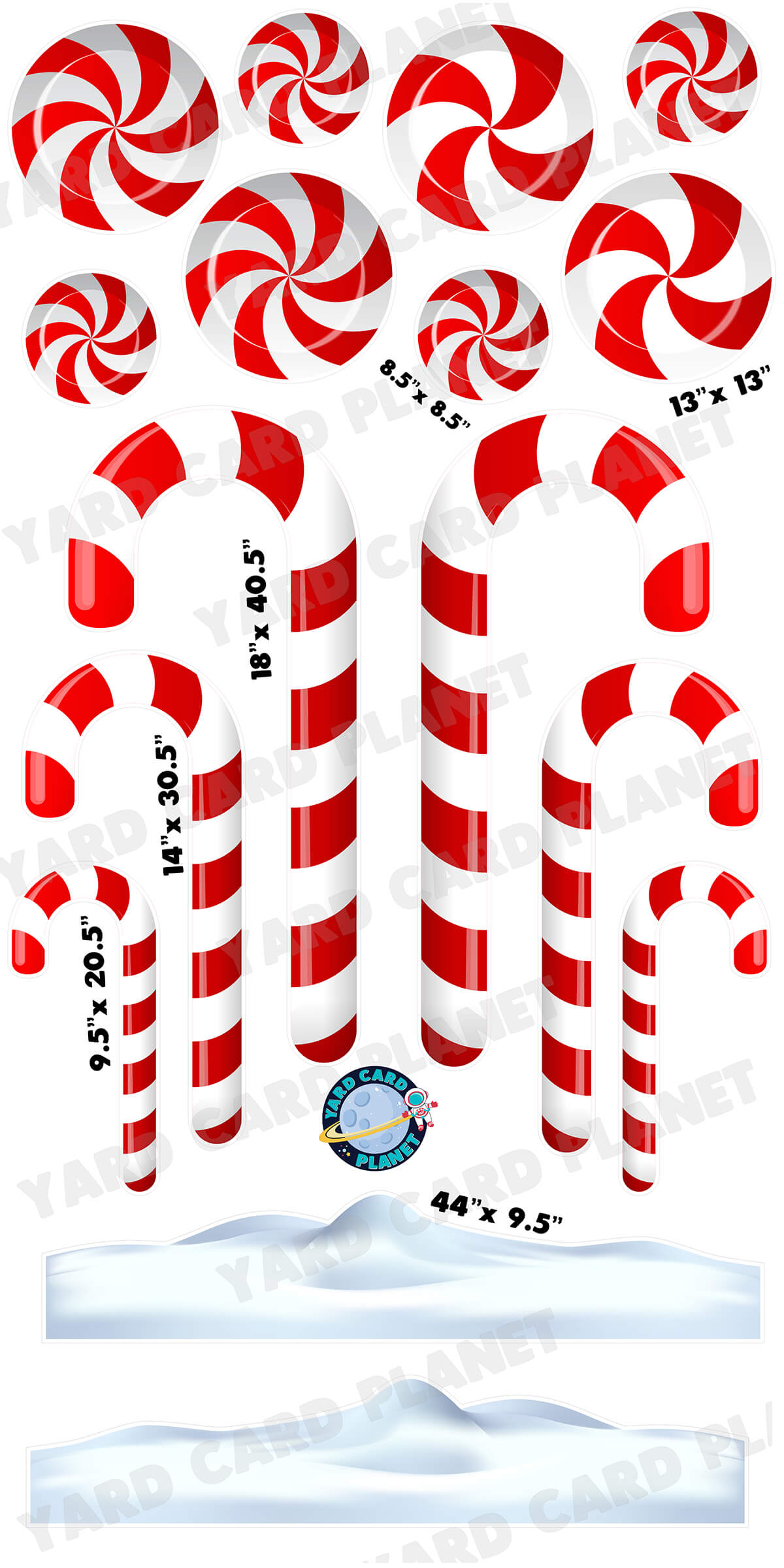 Candy Cane Christmas and Snow EZ Quick Panels Yard Card Flair Set