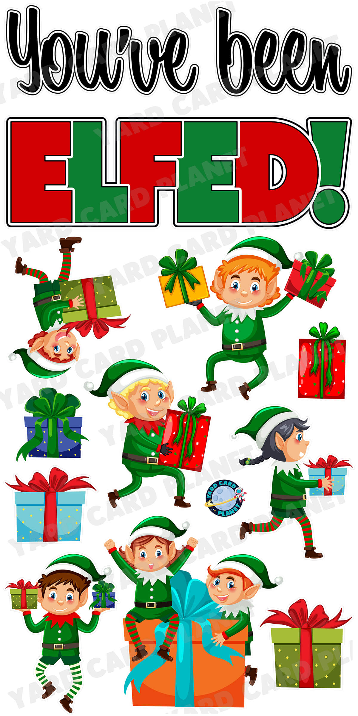 You've Been Elfed Colorful Christmas EZ Quick Set and Yard Card Flair Set