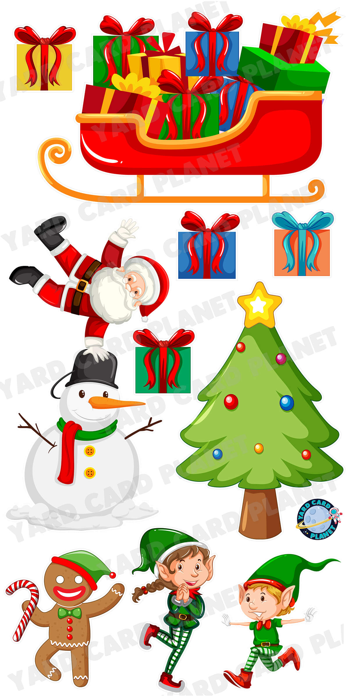 Santa and Friends Christmas Yard Card Flair Set