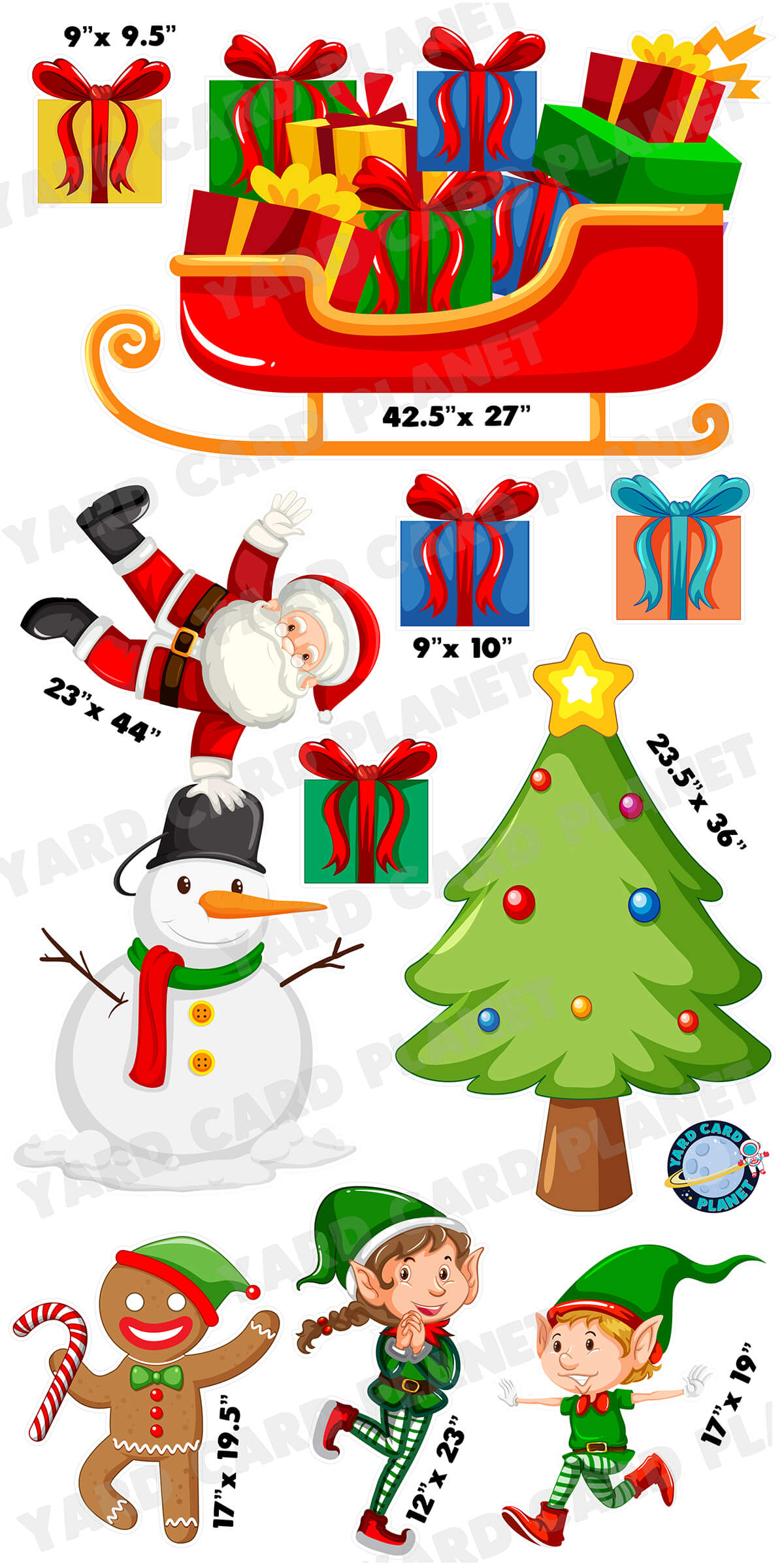 Santa and Friends Christmas Yard Card Flair Set