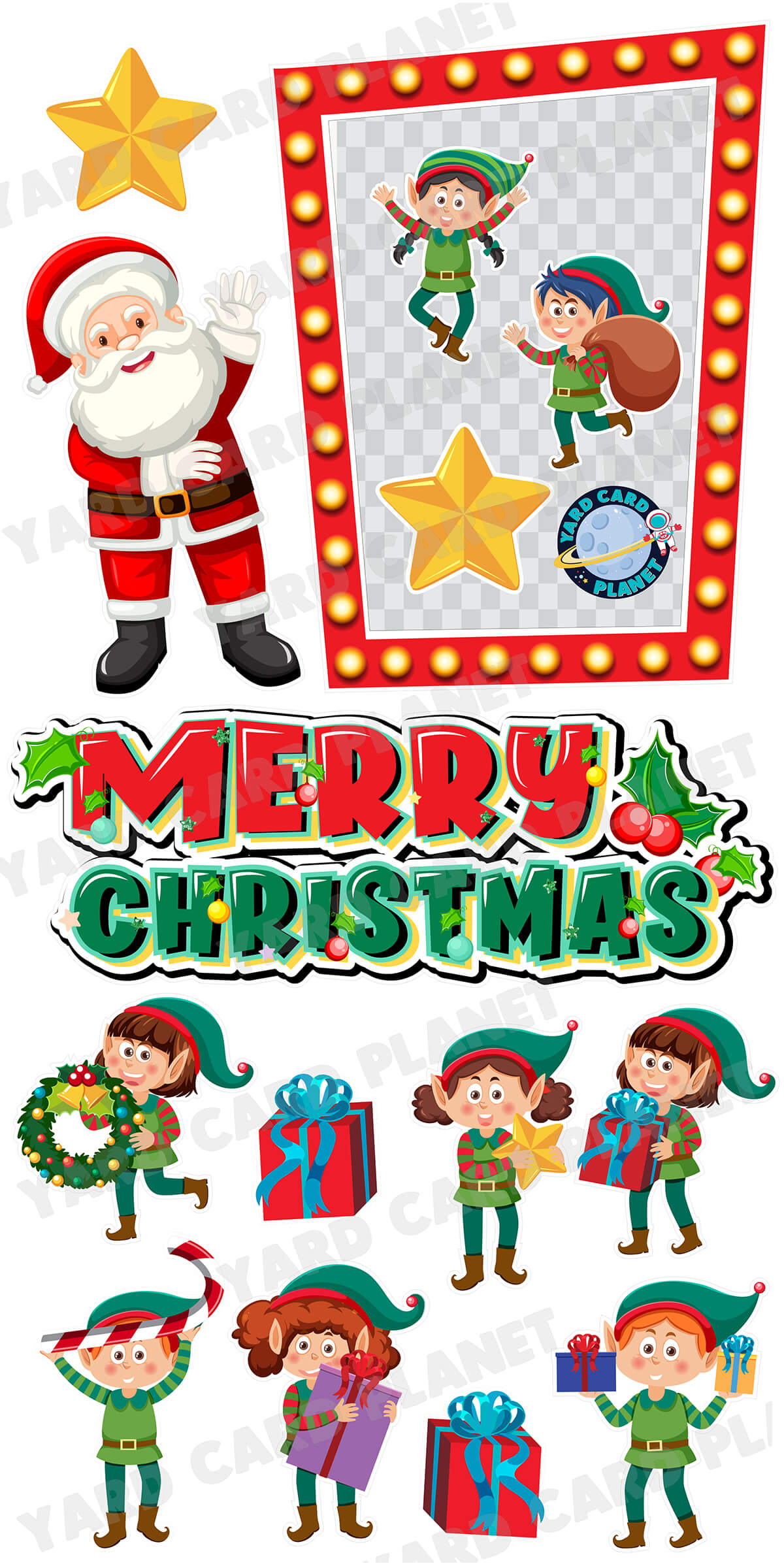 Merry Christmas EZ Quick Sign, EZ Quick Frame and Elves Yard Card Flair Set