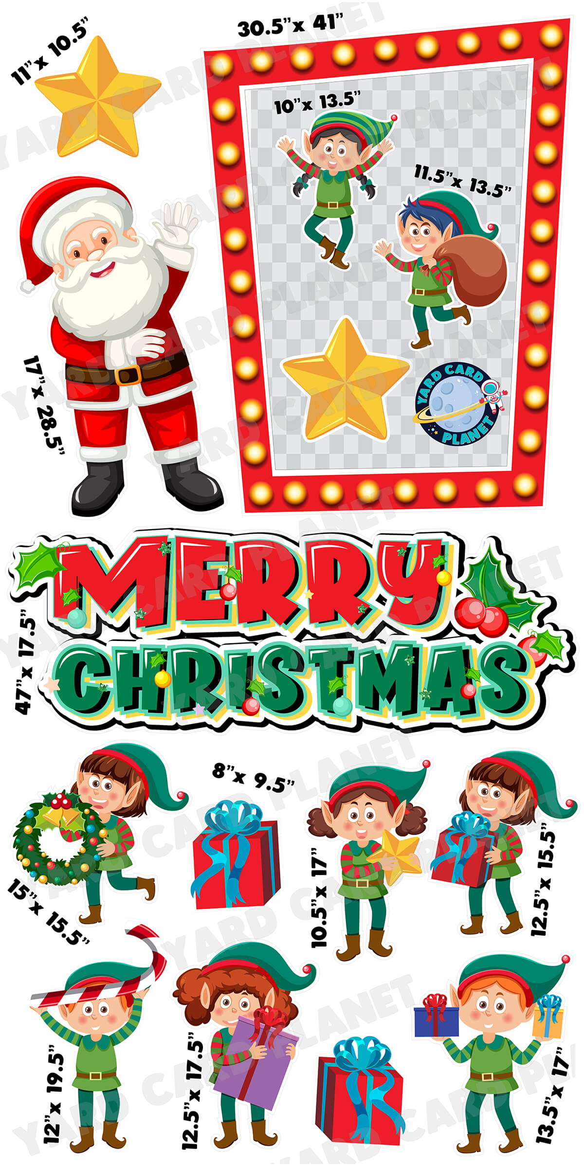 Merry Christmas EZ Quick Sign, EZ Quick Frame and Elves Yard Card Flair Set