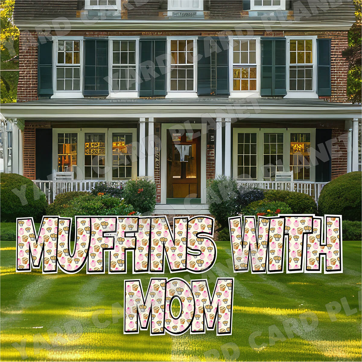 Large 23" Muffins With Mom Yard Card EZ Quick Set in Luckiest Guy Font