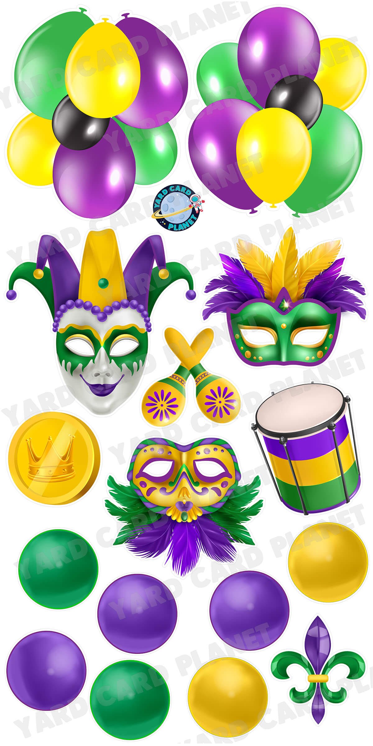 Mardi Gras Yard Card Flair Set