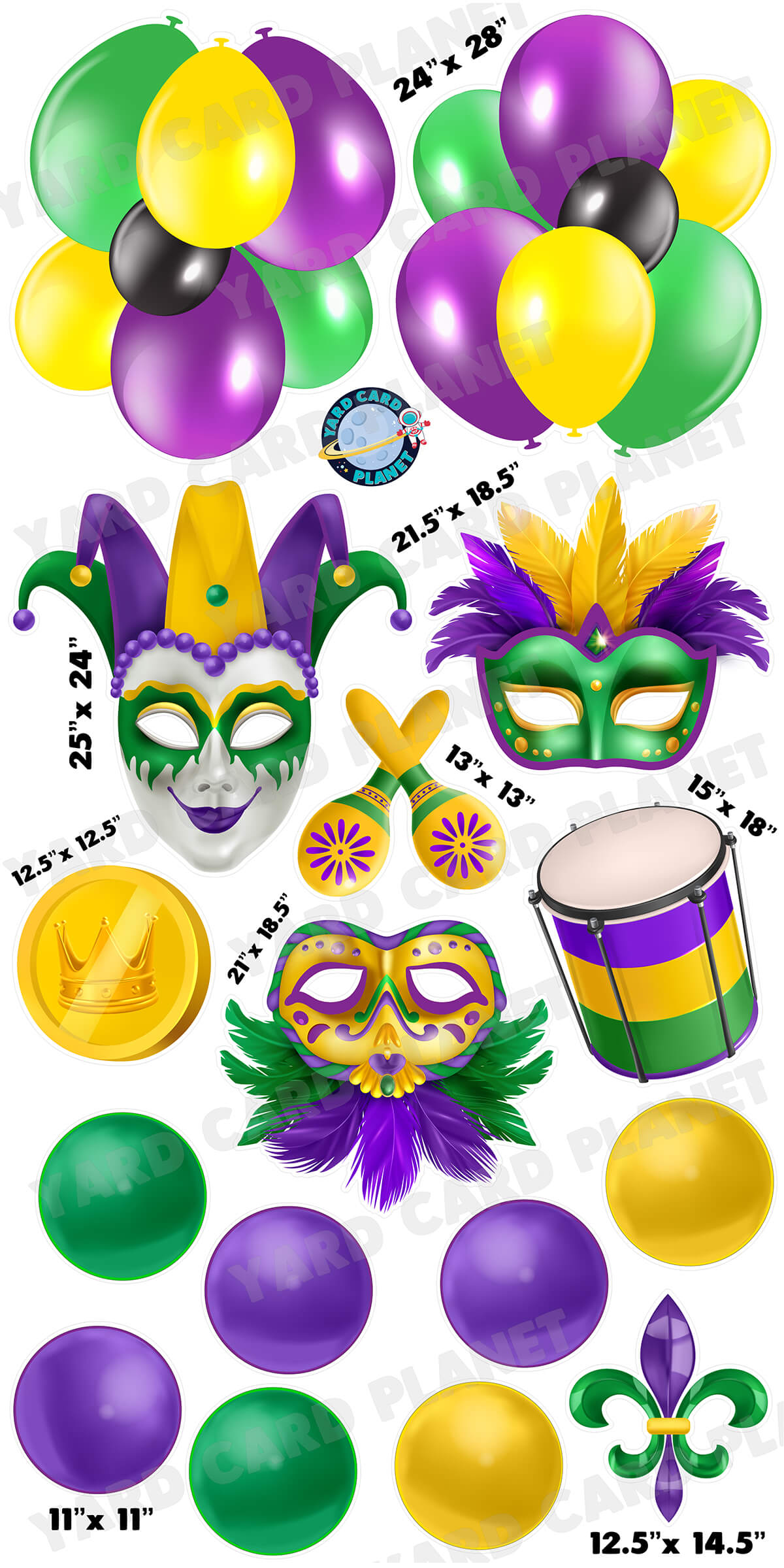 Mardi Gras Yard Card Flair Set