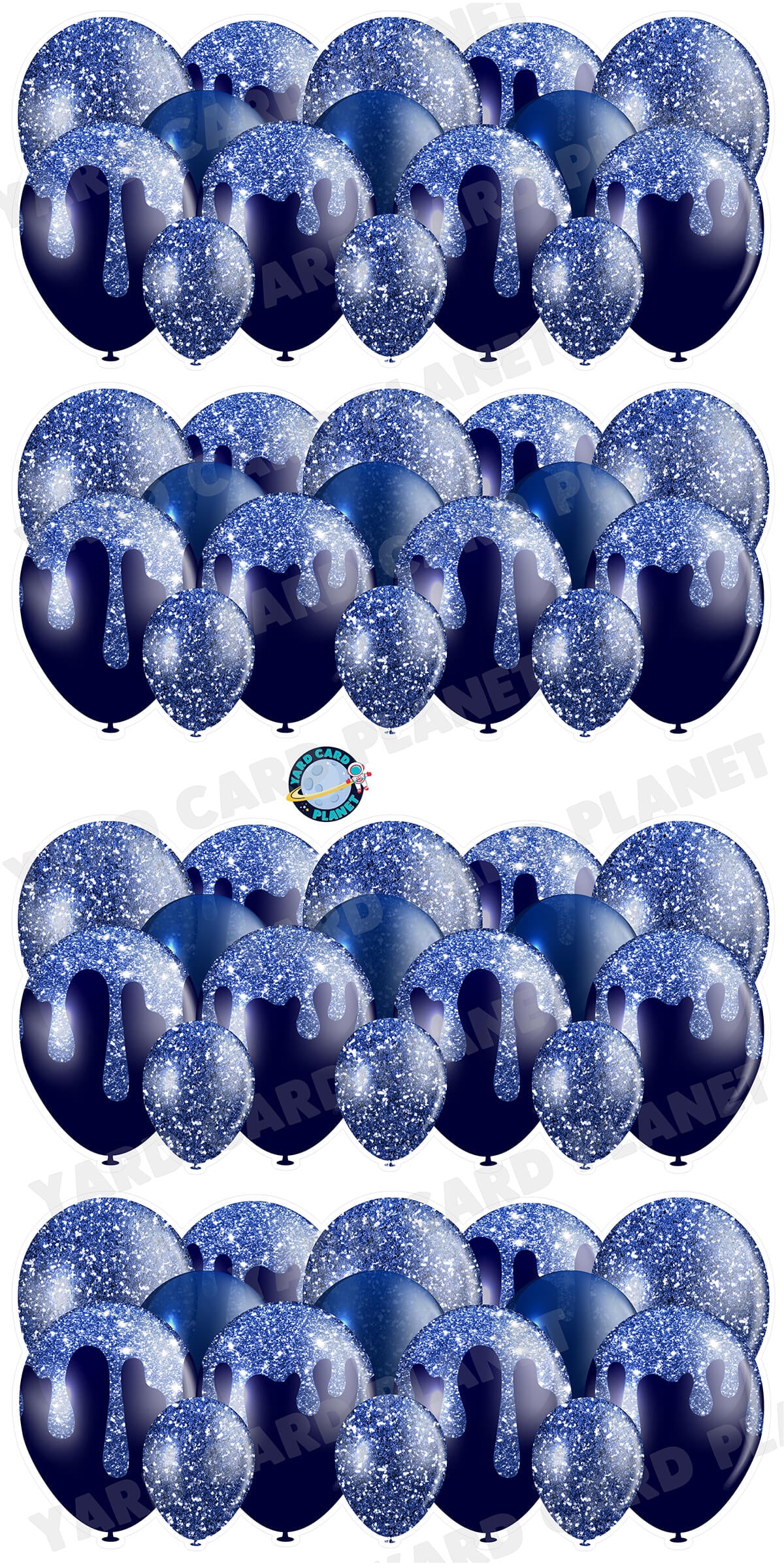 Navy Blue Glitter Balloon Panels Yard Card Set