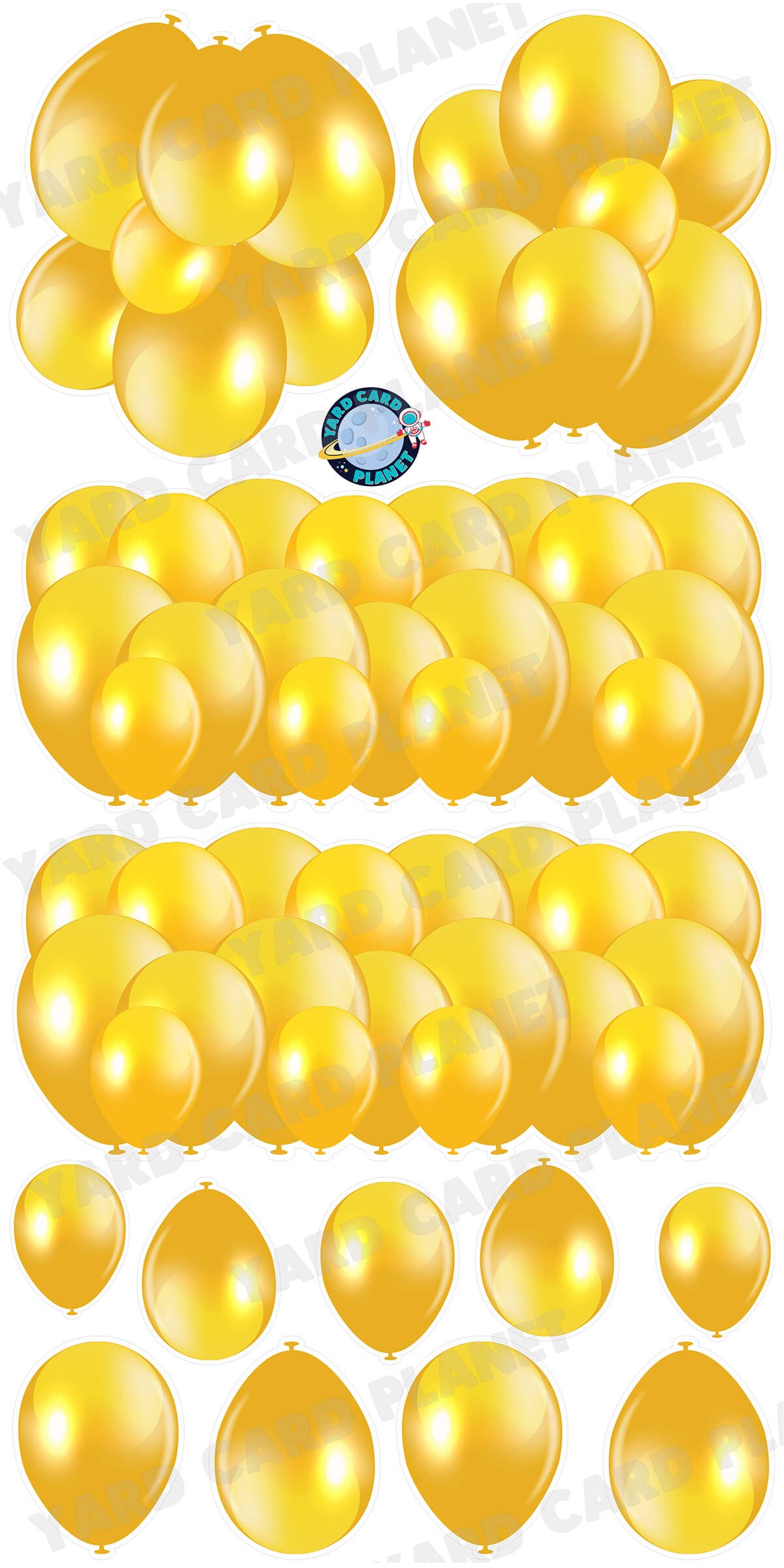 Gold Balloon Panels, Bouquets and Singles Yard Card Set