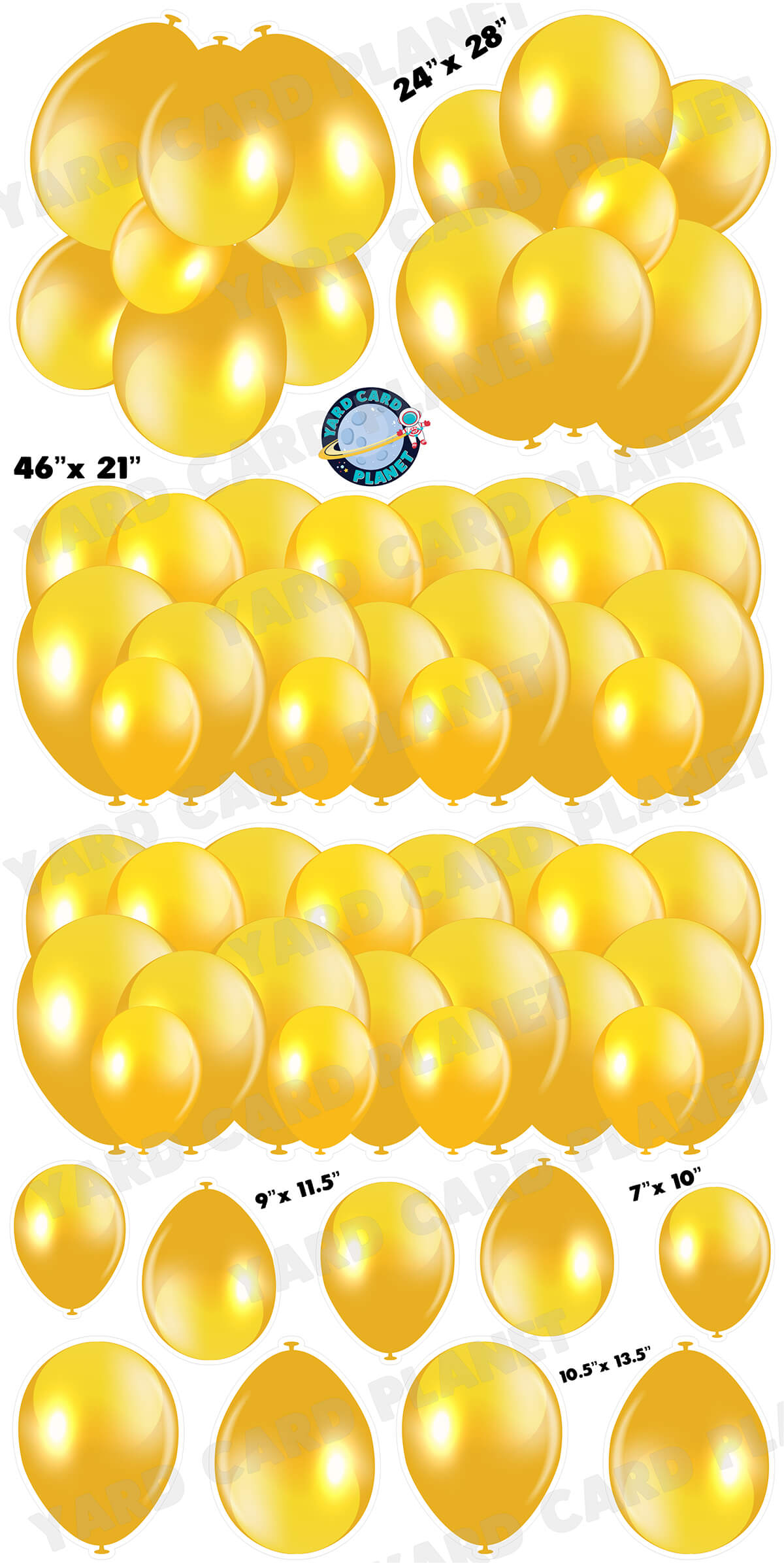Gold Balloon Panels, Bouquets and Singles Yard Card Set