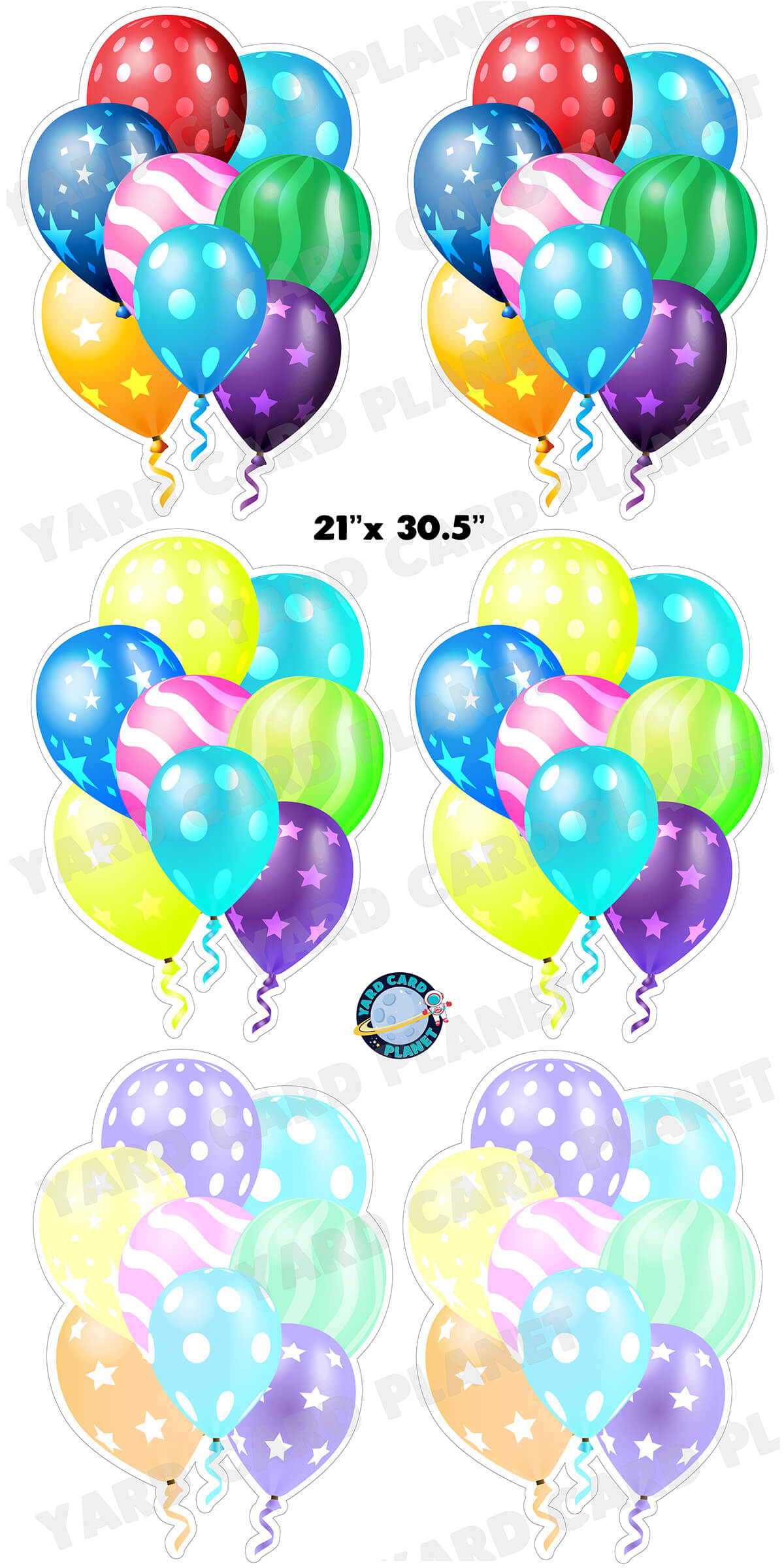 Bright Colorful, Neon and Pastel Balloon Bouquets Yard Card Flair Set