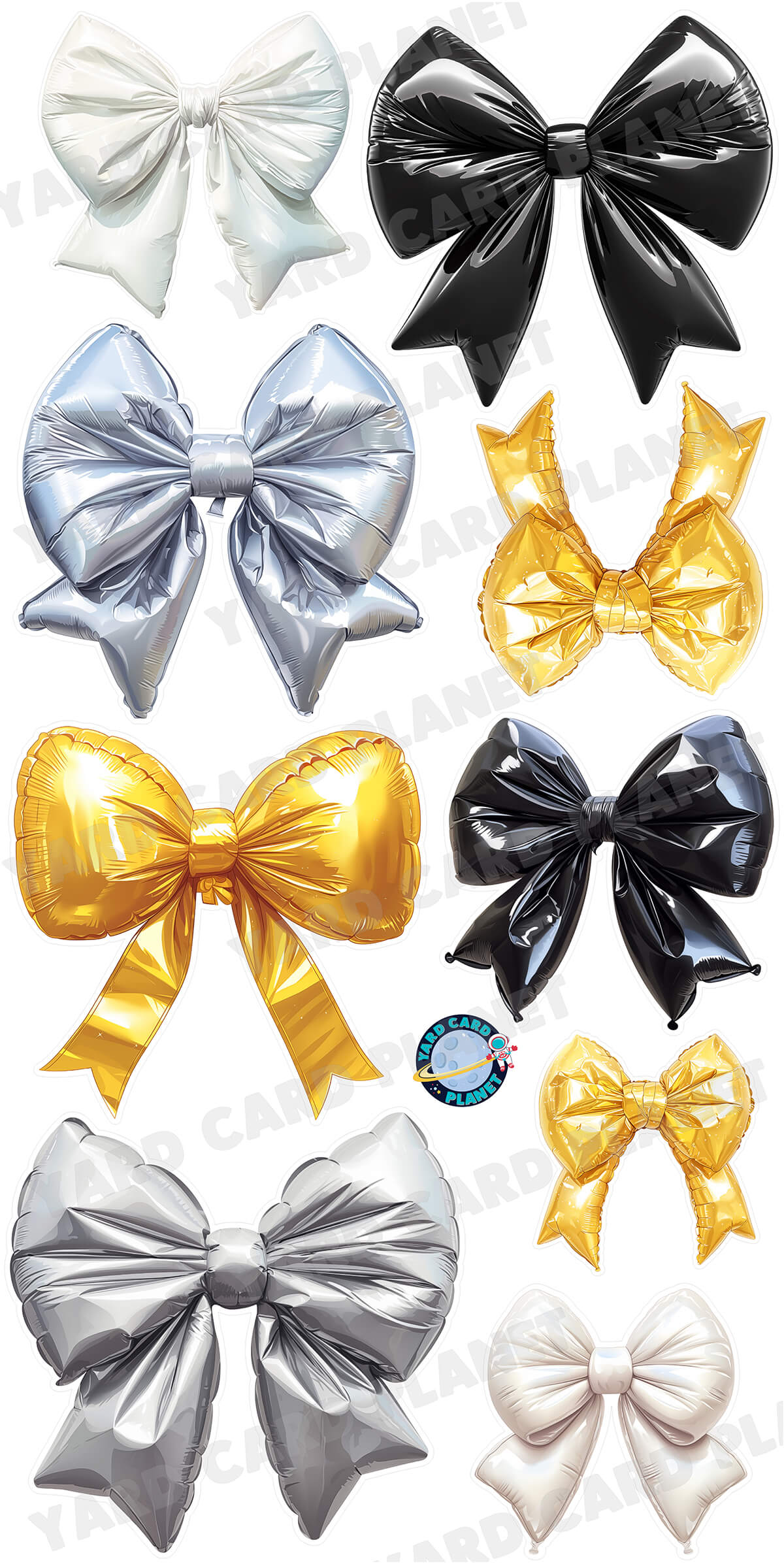 Metallic Balloon Bows Yard Card Flair Set