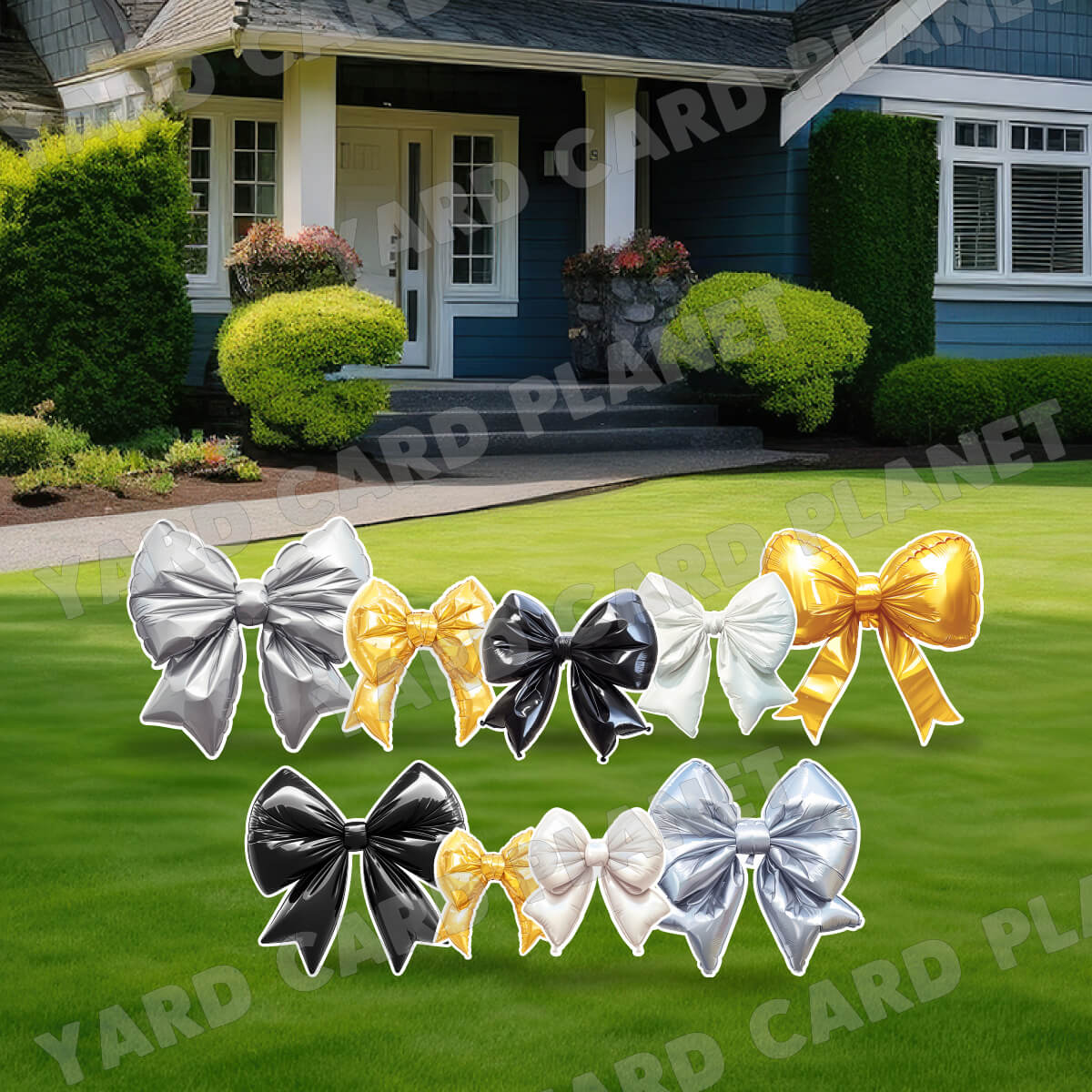 Metallic Balloon Bows Yard Card Flair Set