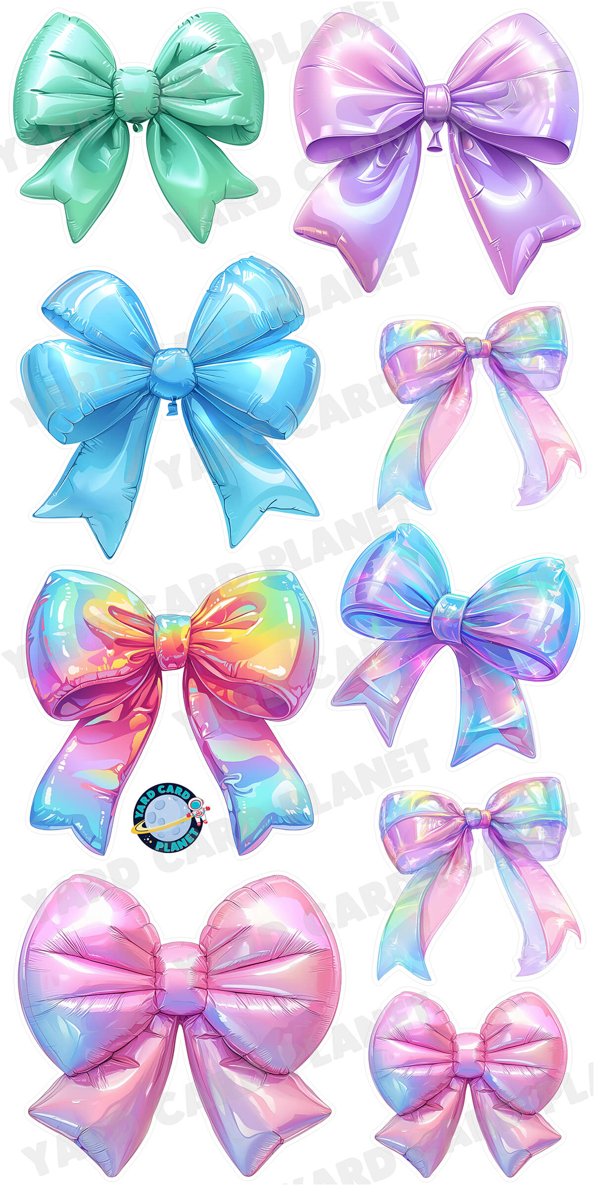 Pastel Balloon Bows Yard Card Flair Set