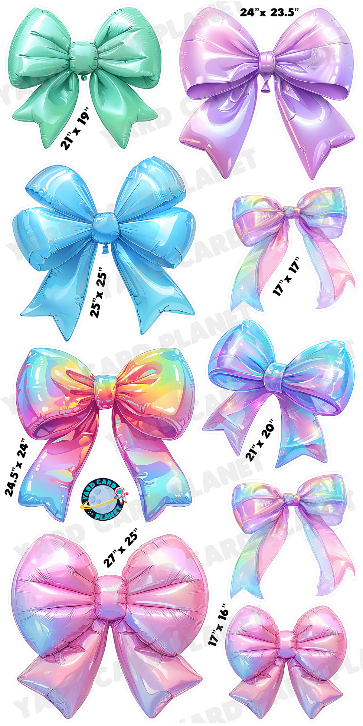 Pastel Balloon Bows Yard Card Flair Set