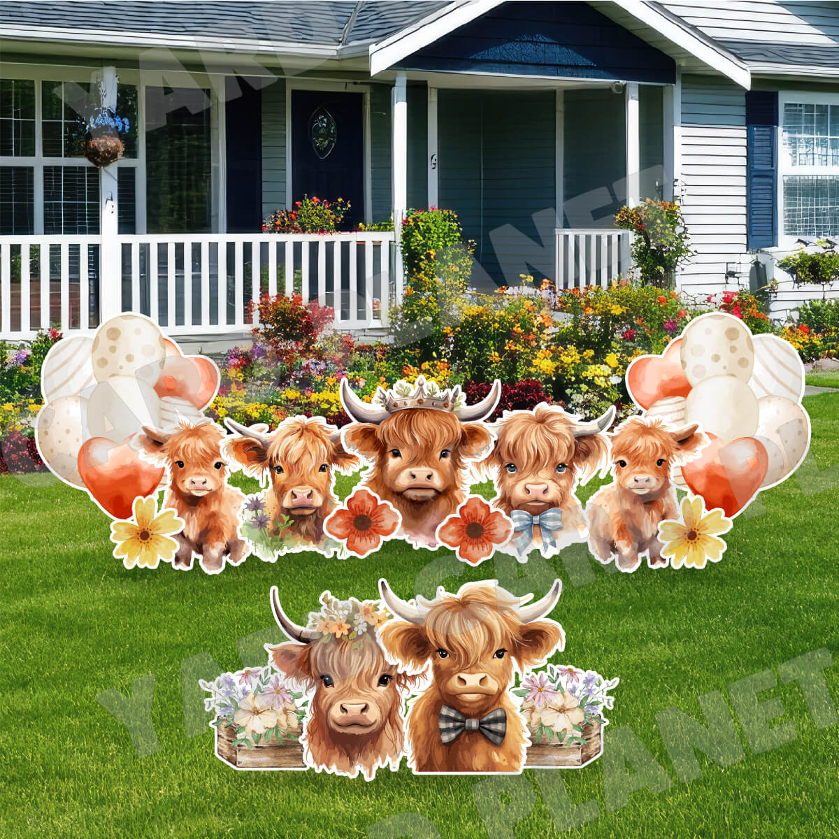 Highland Cows Yard Card Flair Set