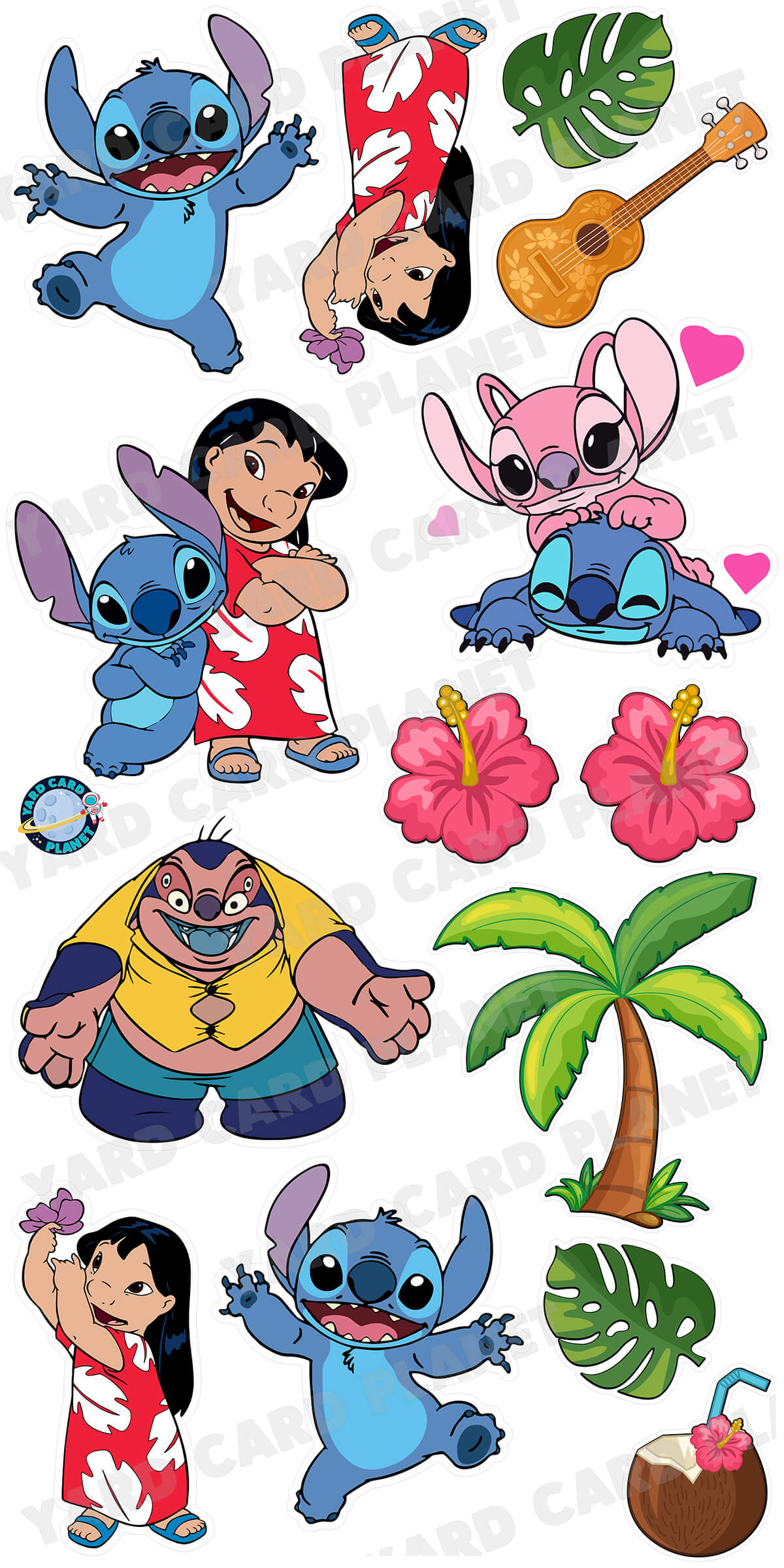 Blue Koala Looking Alien and Island Friends Yard Card Flair Set