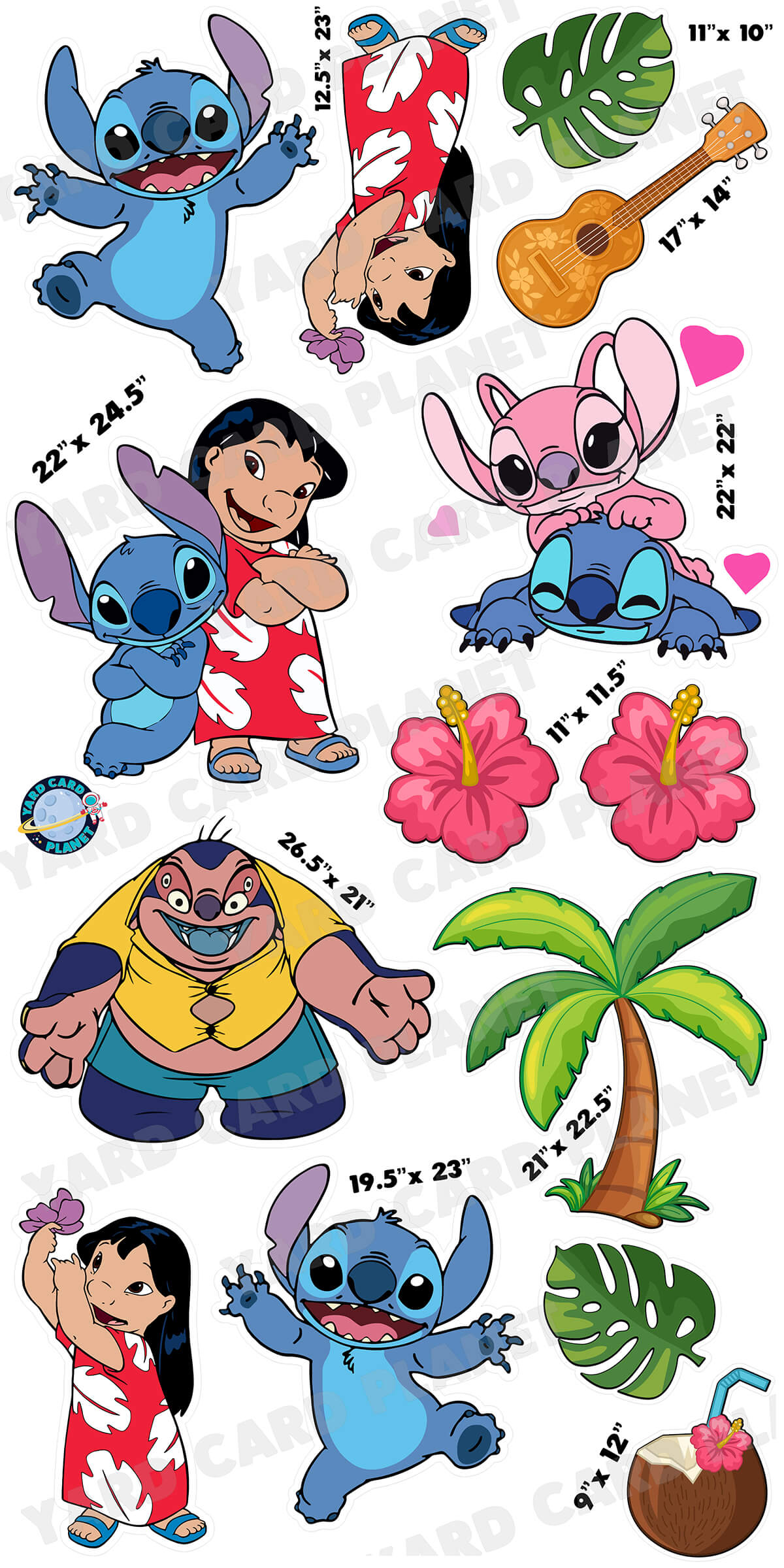 Blue Koala Looking Alien and Island Friends Yard Card Flair Set