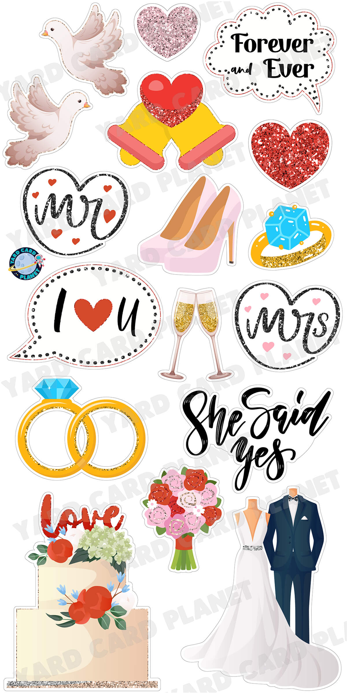 Wedding Elements Yard Card Flair Set