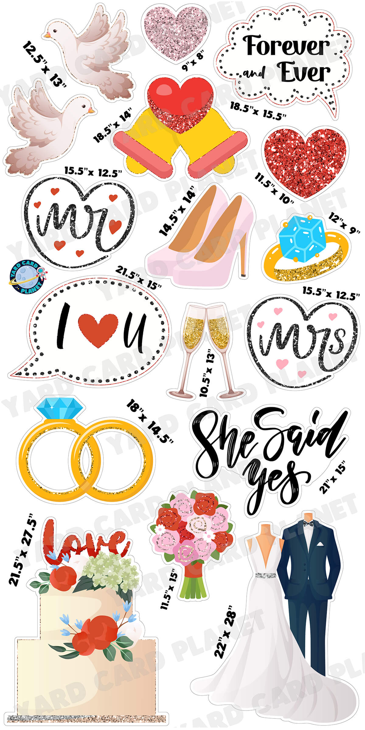 Wedding Elements Yard Card Flair Set