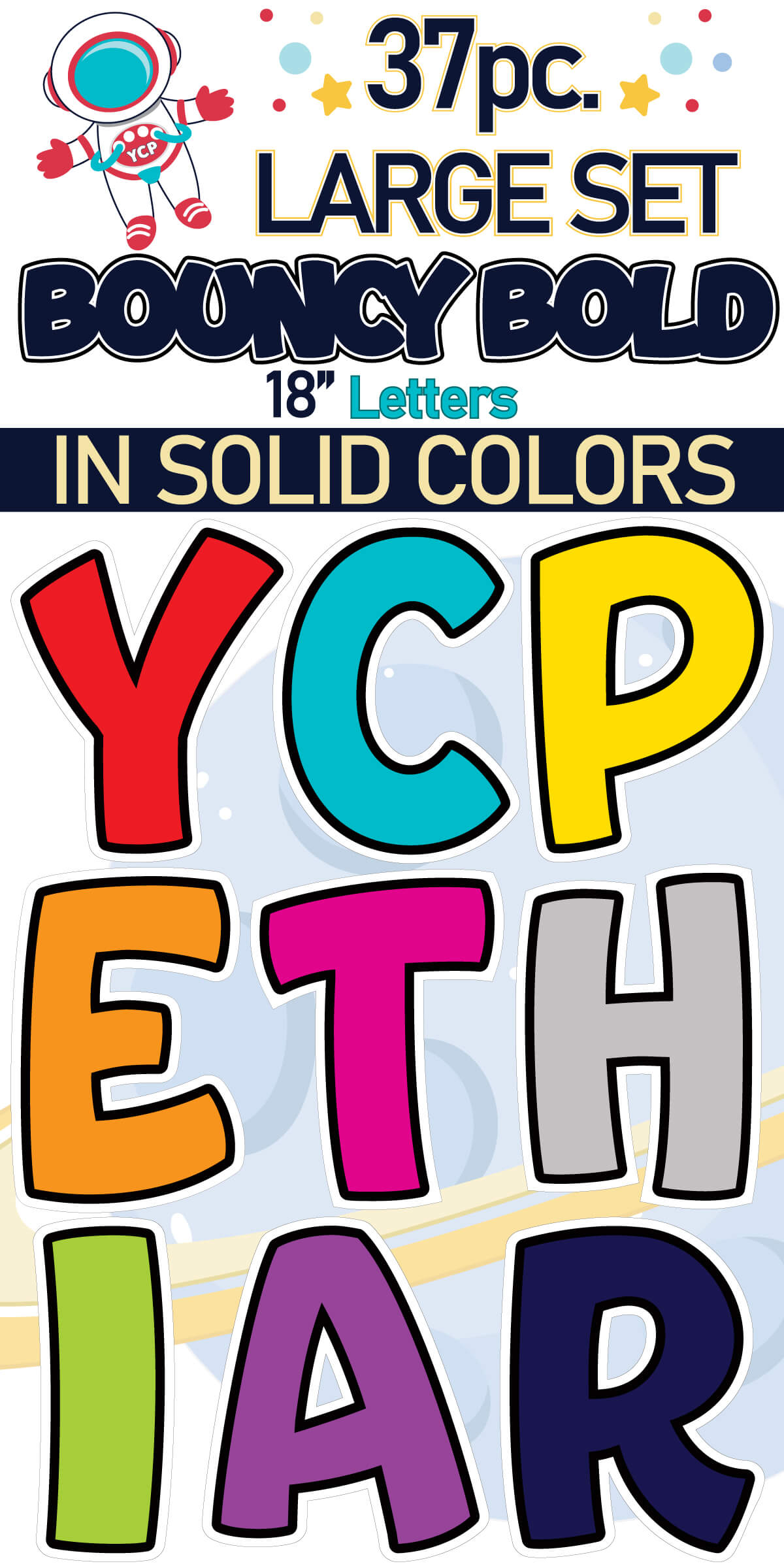 18" Bouncy Bold BB 37 pc. Large Letter Set in Solid Colors