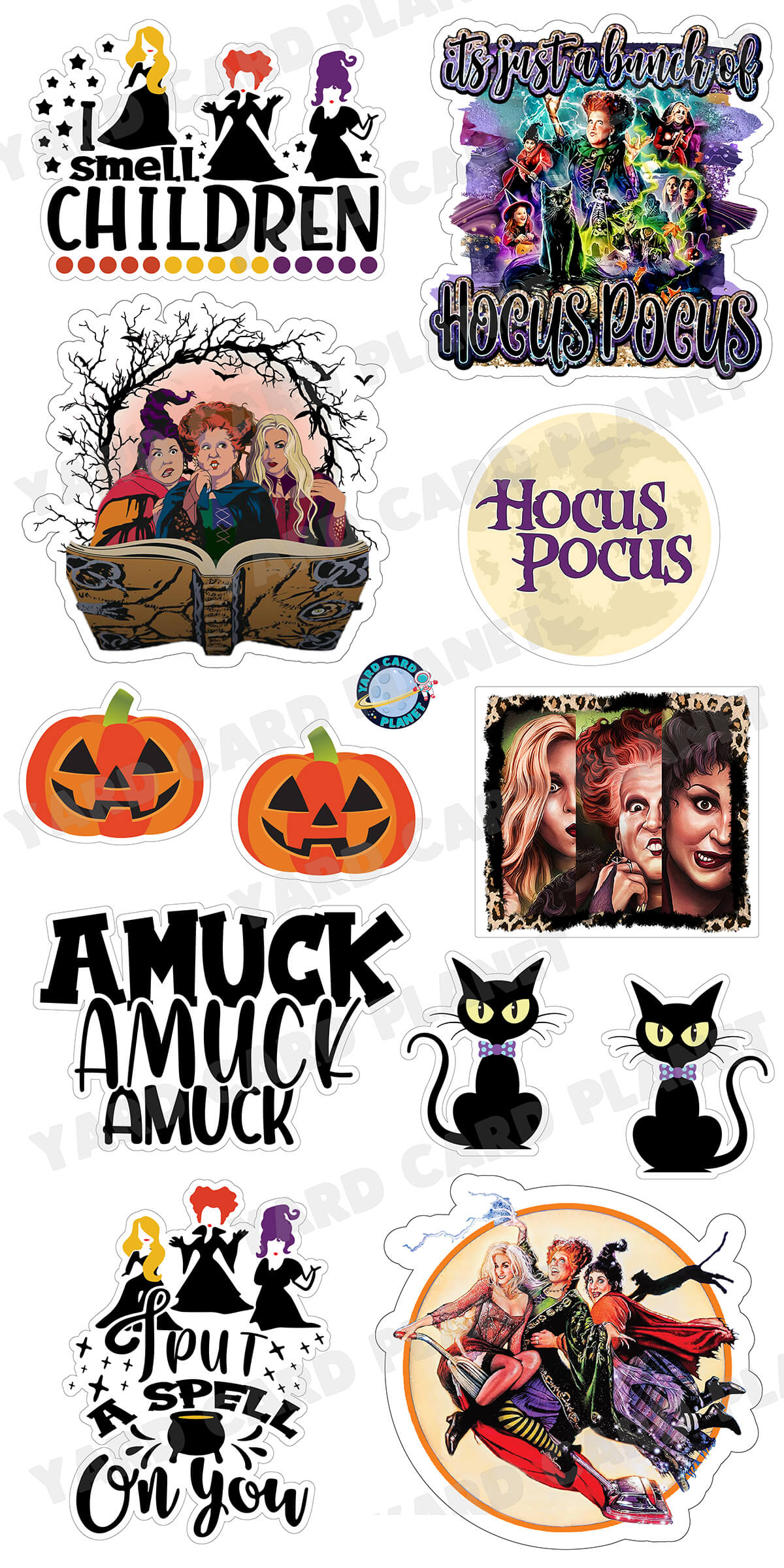 Hocus Pocus Halloween Yard Card Flair Set