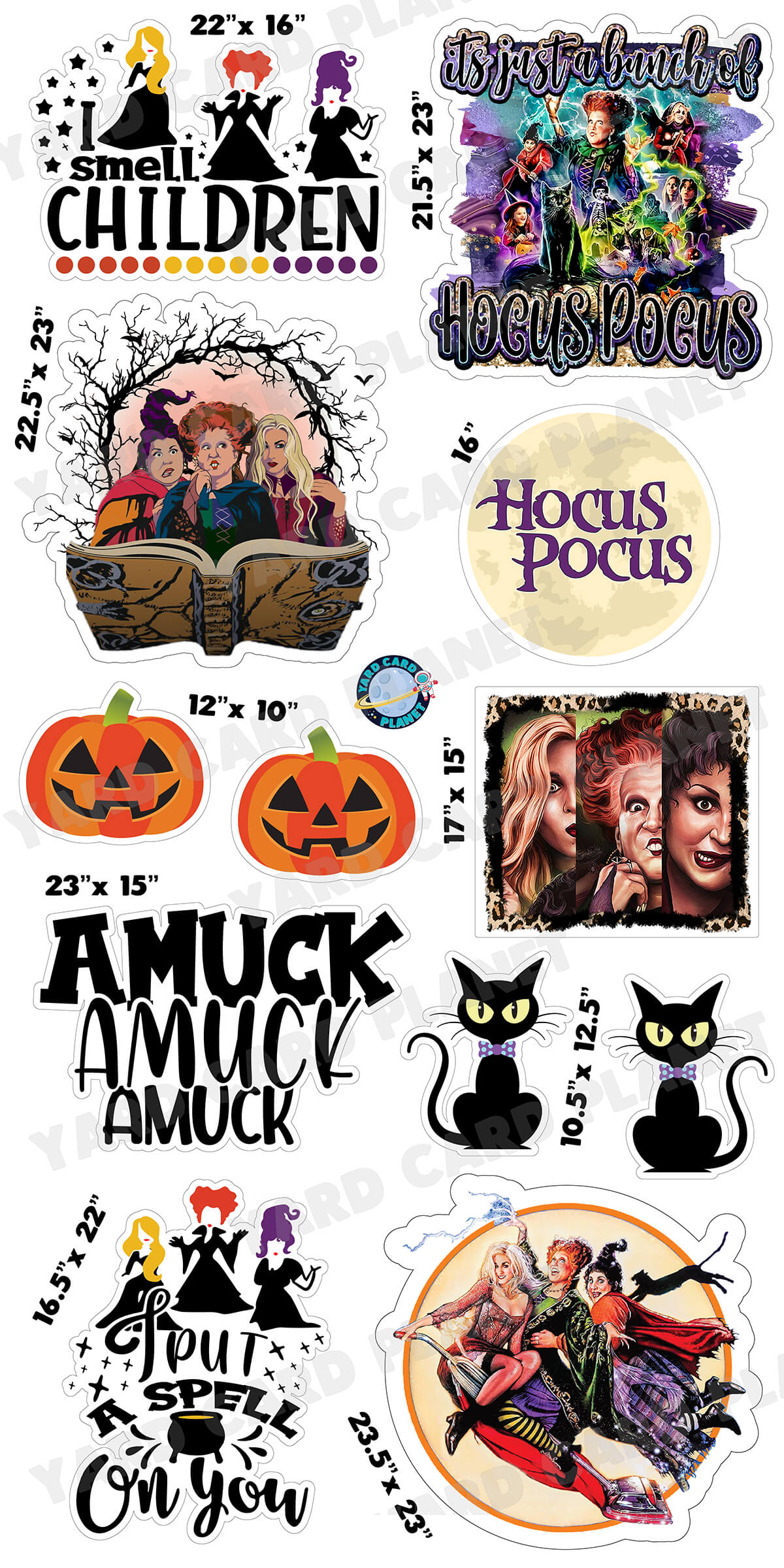 Hocus Pocus Halloween Yard Card Flair Set