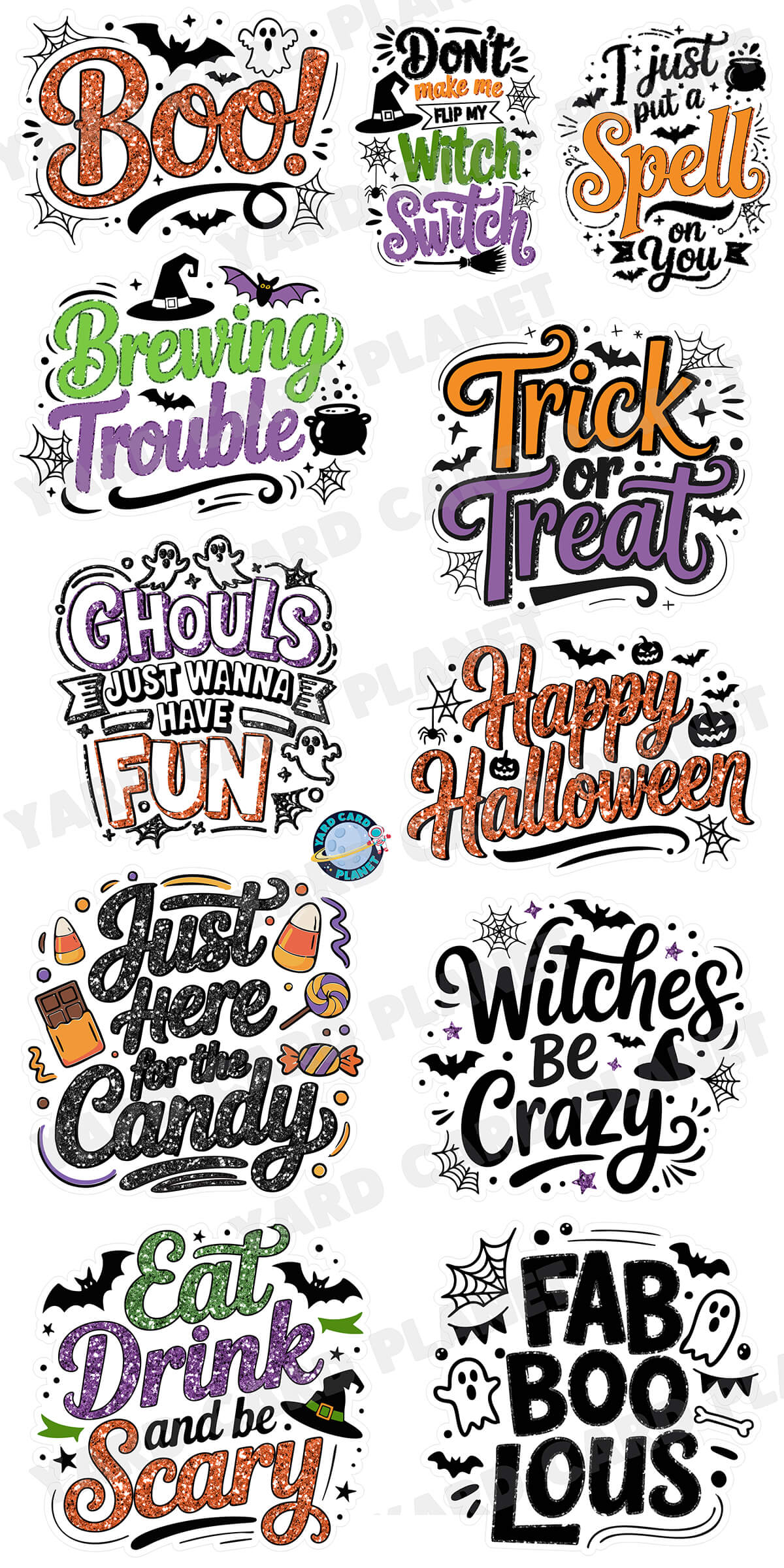 Glitter Pattern Humorous Halloween EZ Quick Signs Yard Card Set