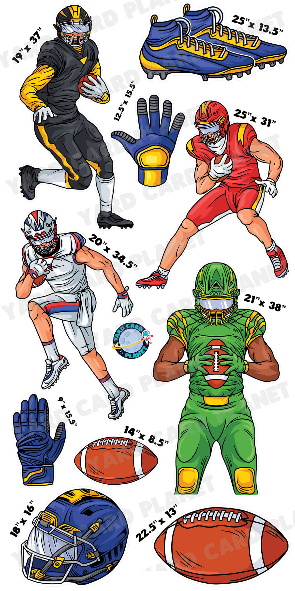 Game Day Football Yard Card Flair Set