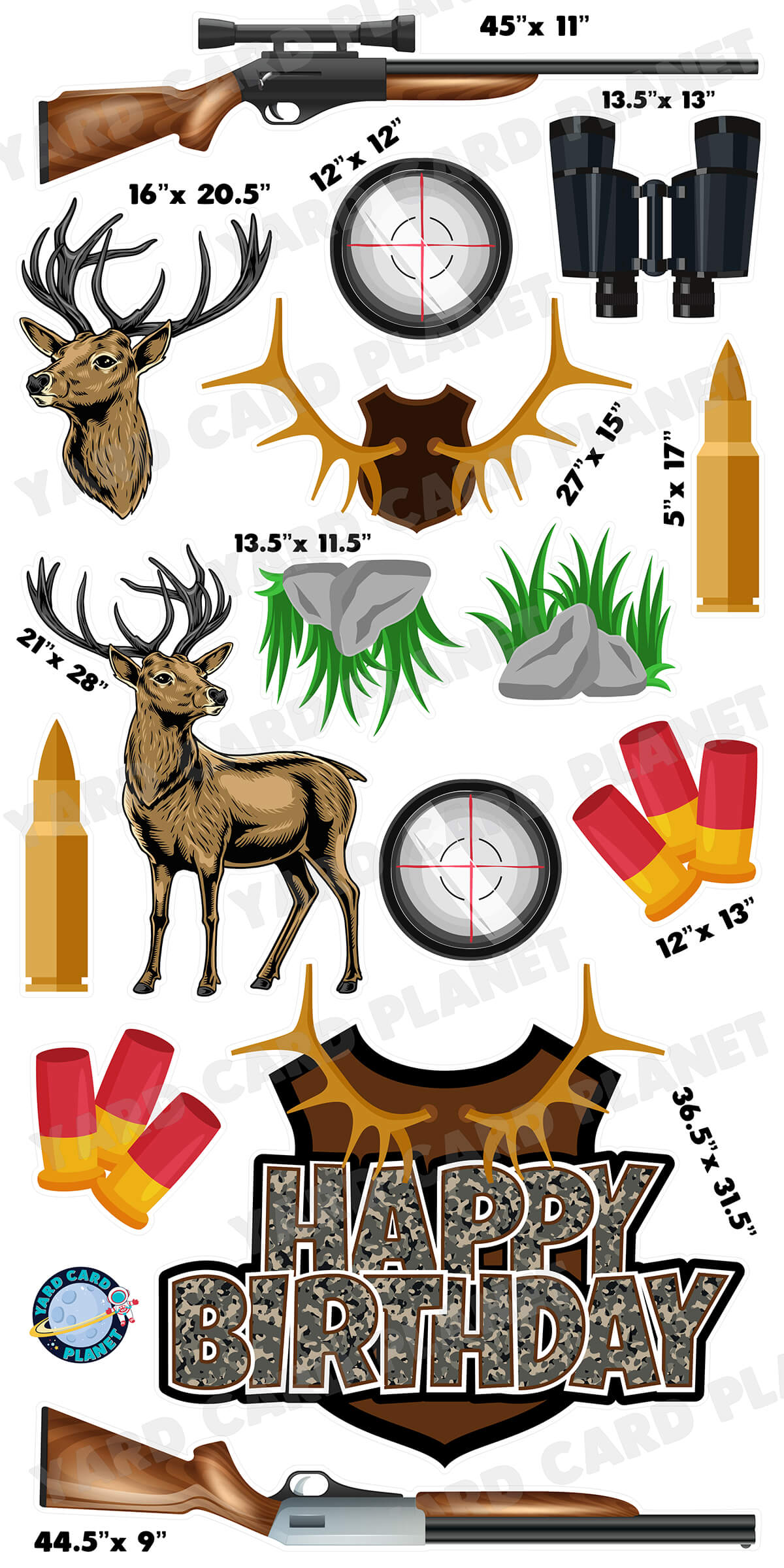 Happy Birthday Hunting EZ Quick Sign & Yard Card Flair Set
