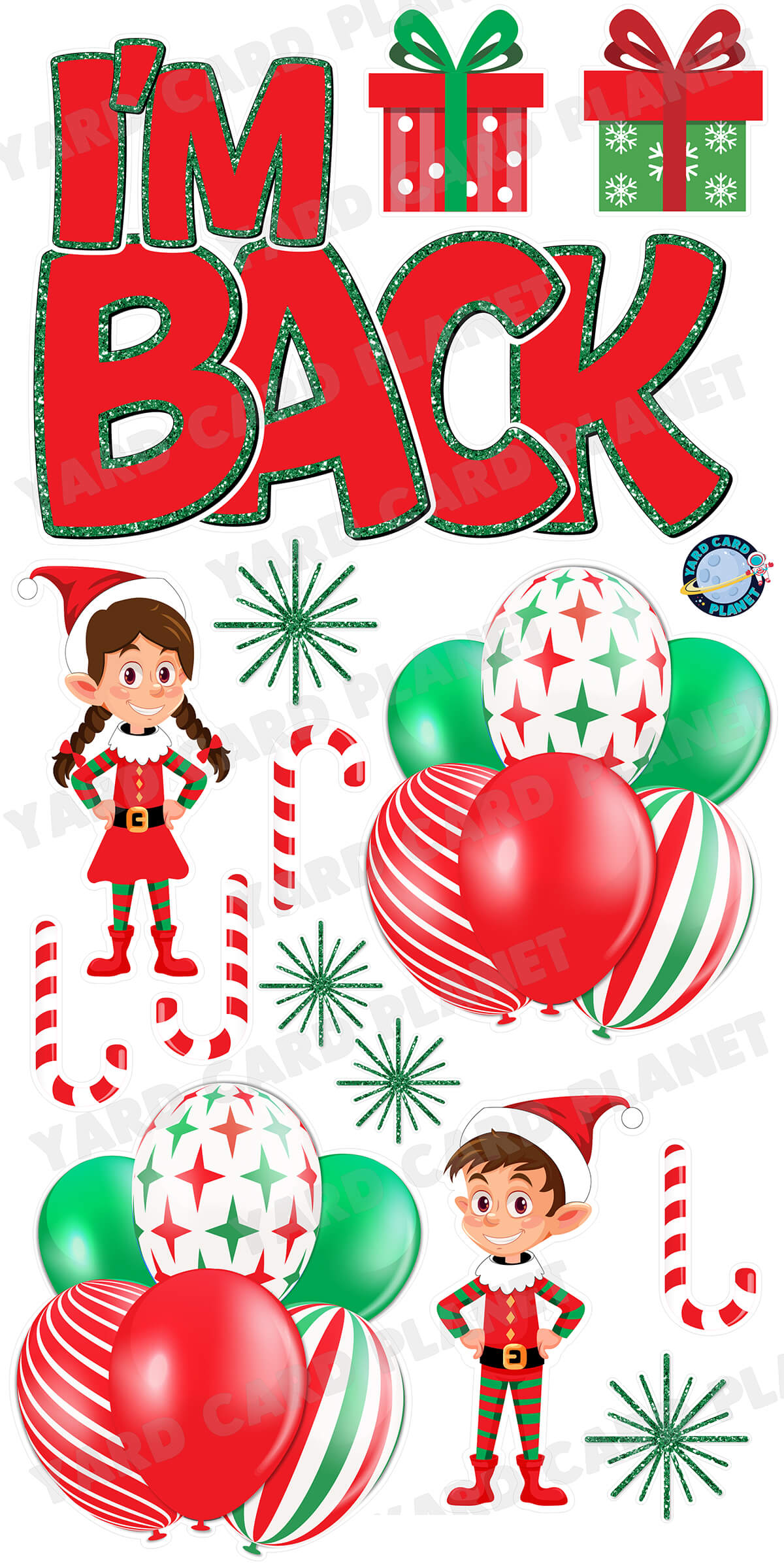 Elf on the Shelf I'm Back EZ Quick Sign and Yard Card Flair Set