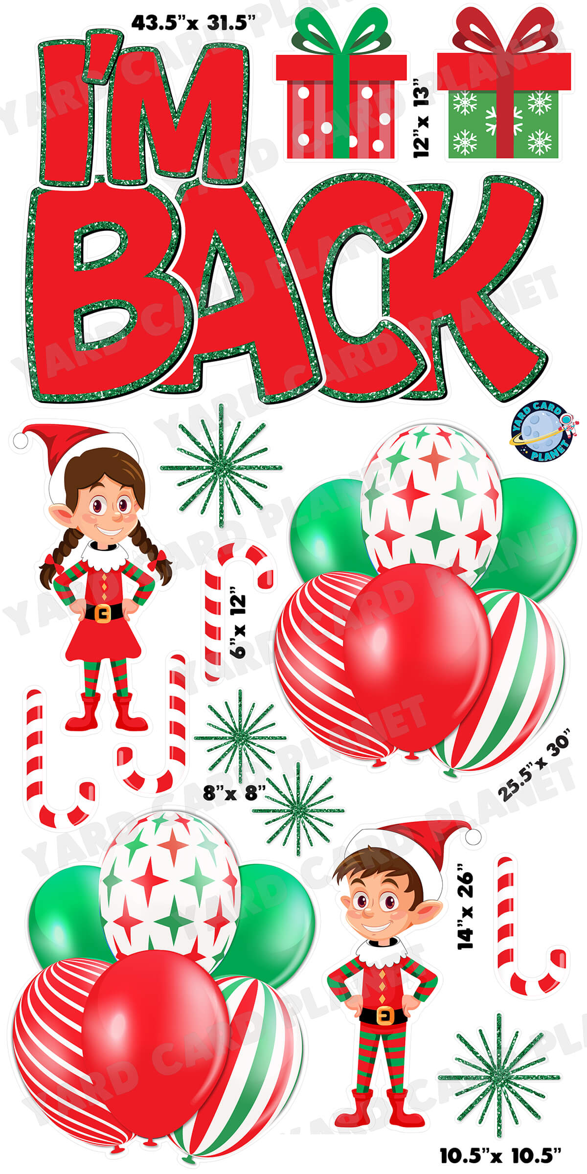 Elf on the Shelf I'm Back EZ Quick Sign and Yard Card Flair Set