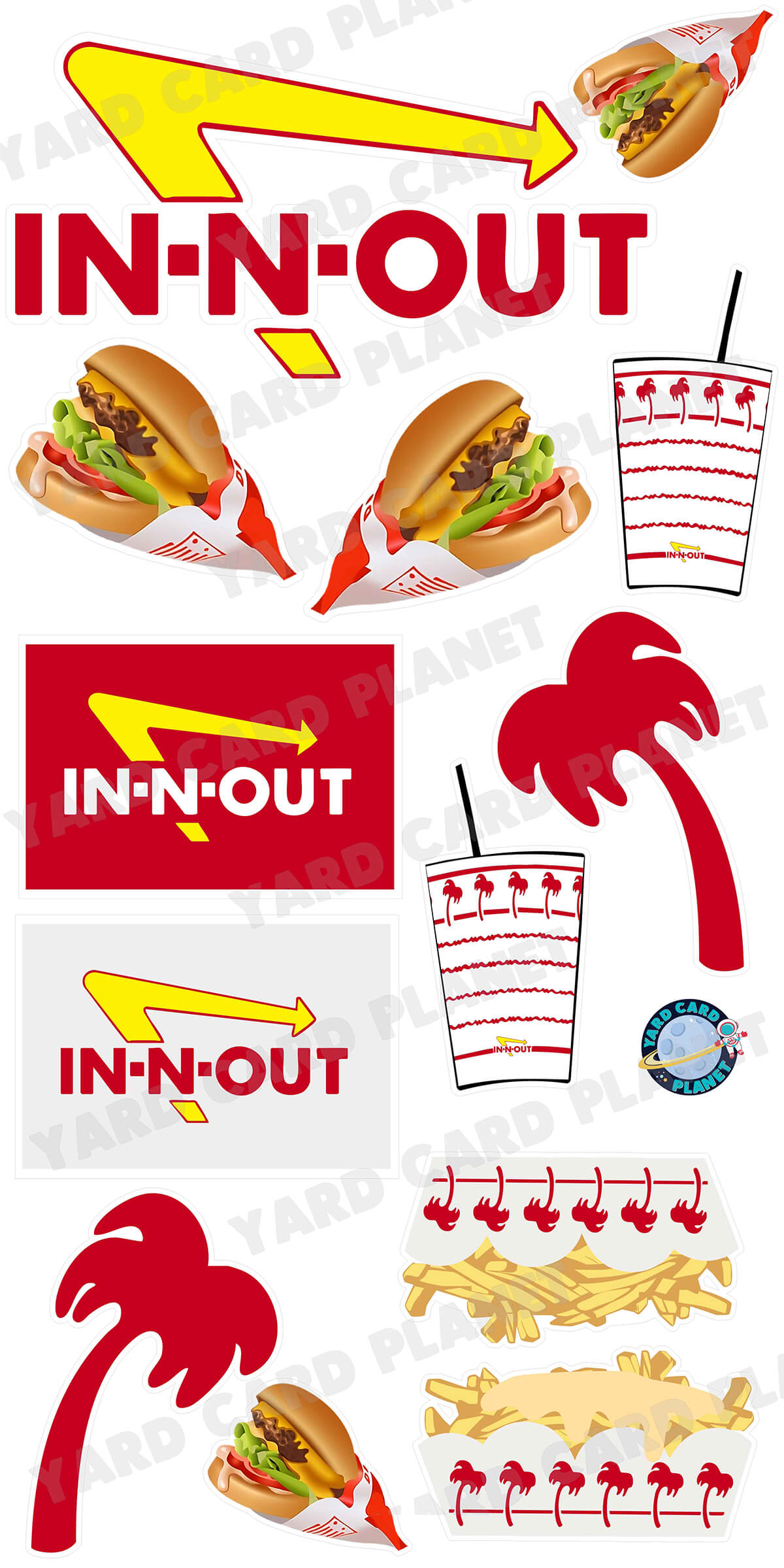 West Coast Burger and Fries Yard Card Flair Set