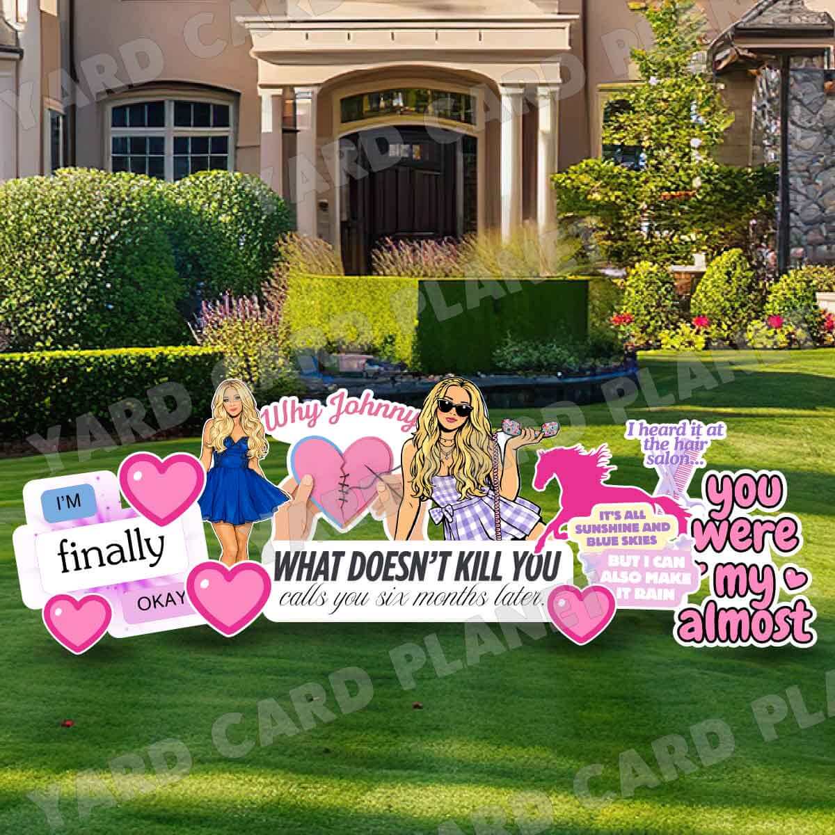 Southern Country Music Heartbreak Girl Yard Card Flair Set