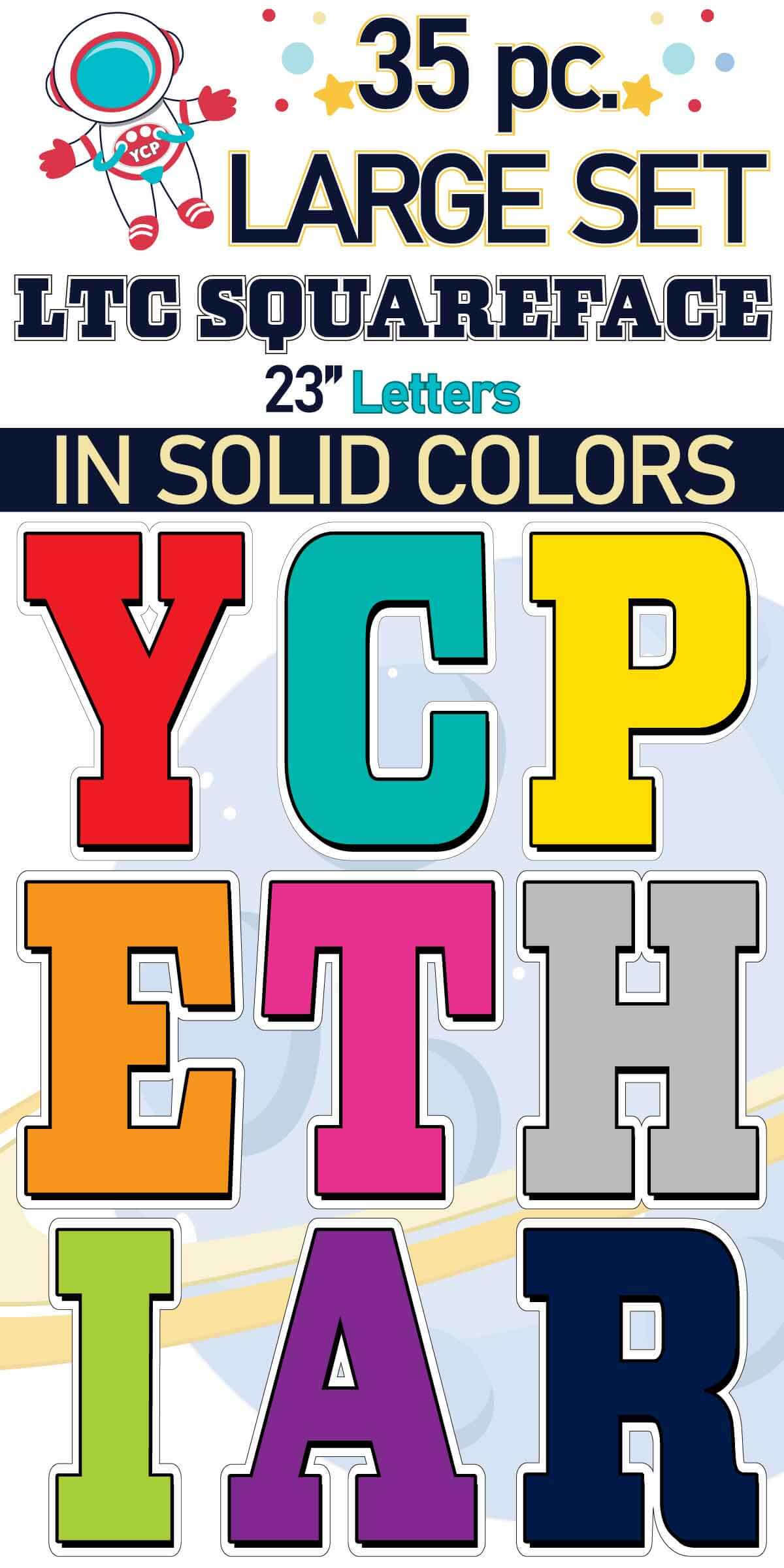 23" LTC Squareface 35 pc. Large Letter Set in Solid Colors