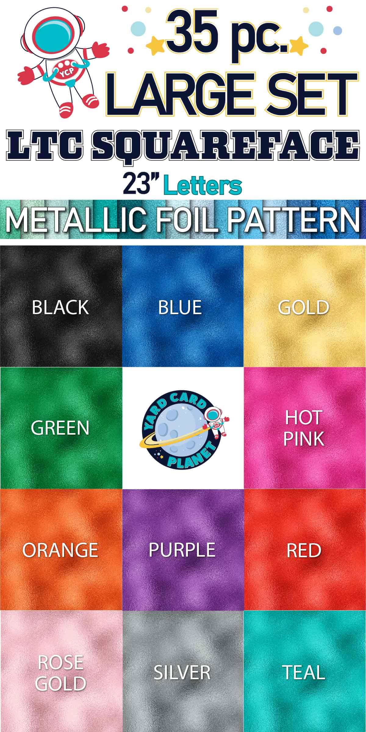 23" LTC Squareface 35 pc. Large Letter Set in Metallic Foil Pattern