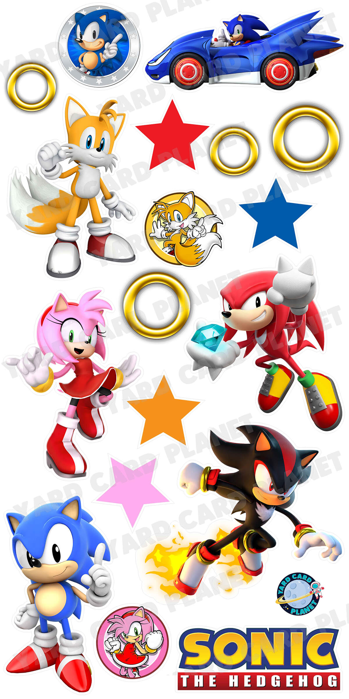 Speedy Blue Hedgehog and Friends Yard Card Flair Set