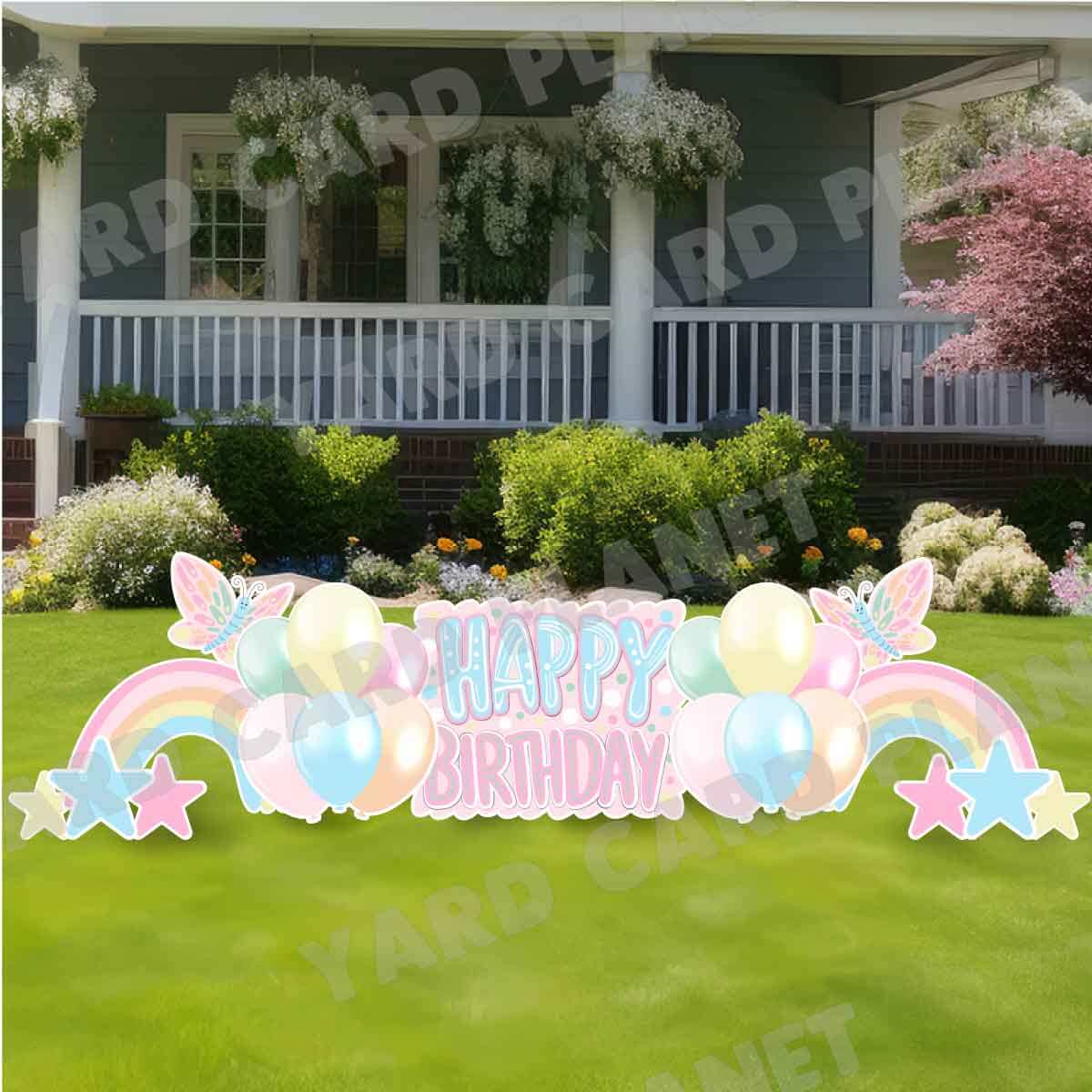 Girls Pastel Happy Birthday EZ Quick Sign and Yard Card Flair Set
