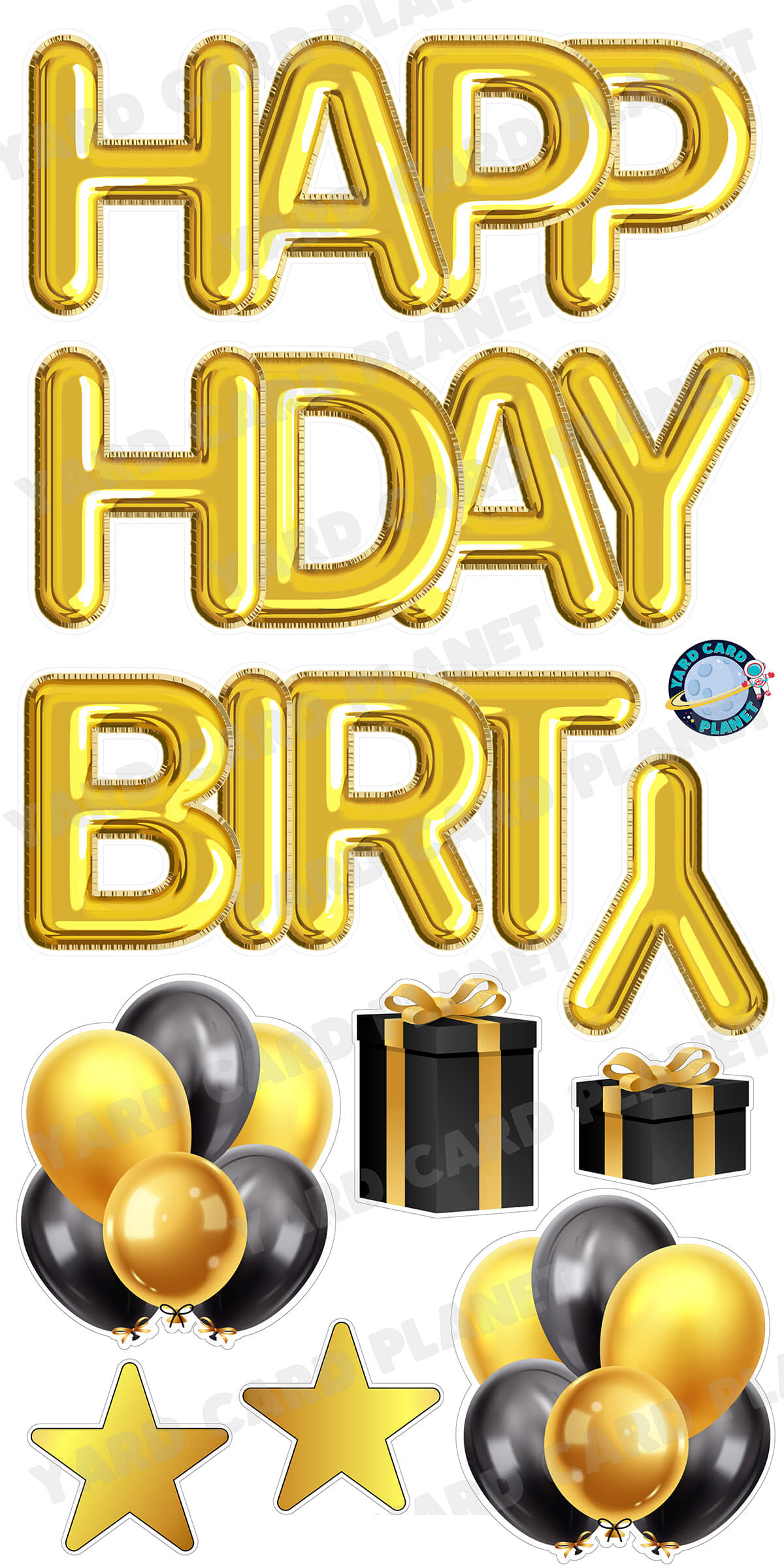 Gold Balloon Happy Birthday EZ Quick Yard Card Set