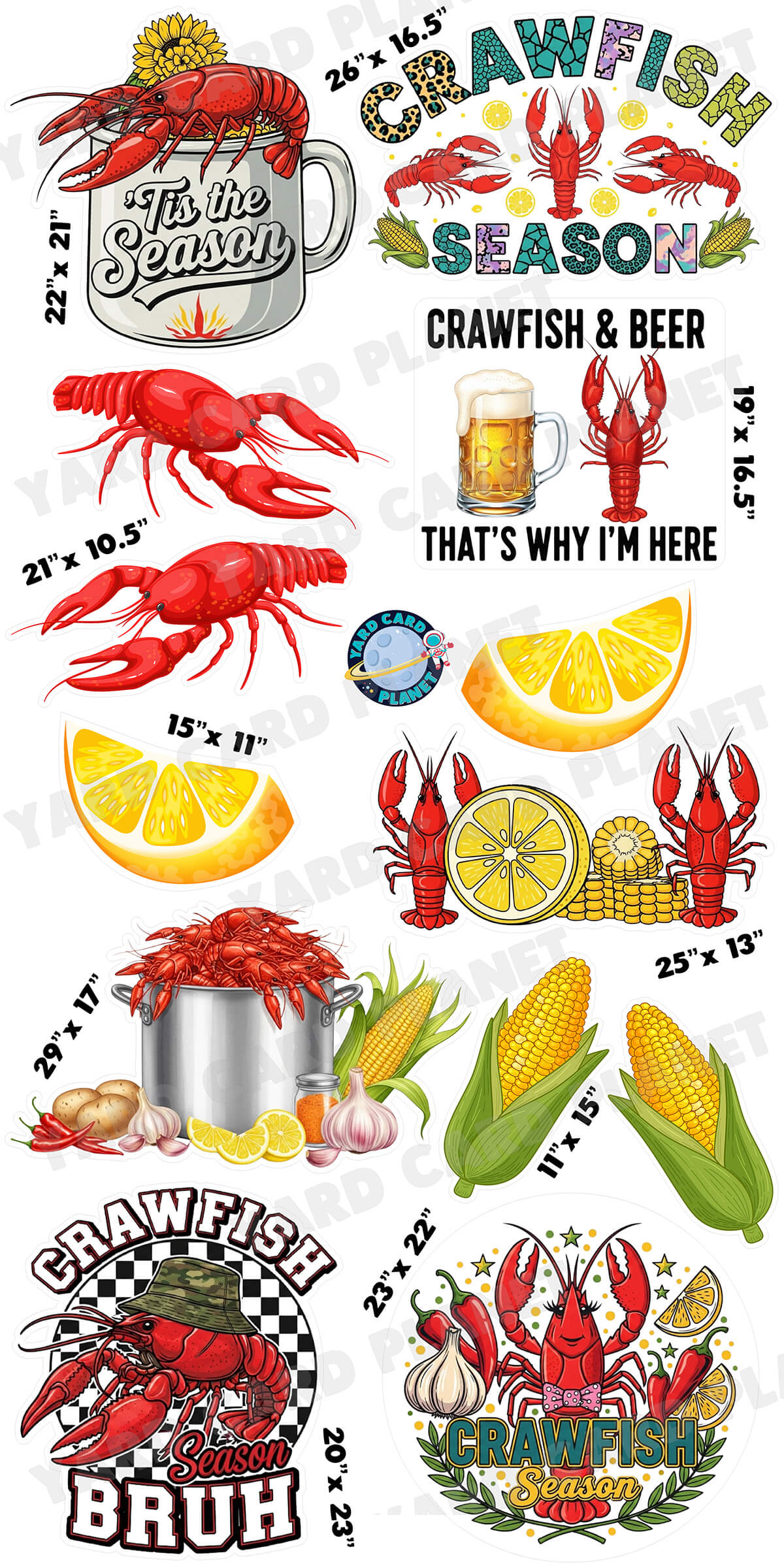 Crawfish Season Yard Card Flair Set