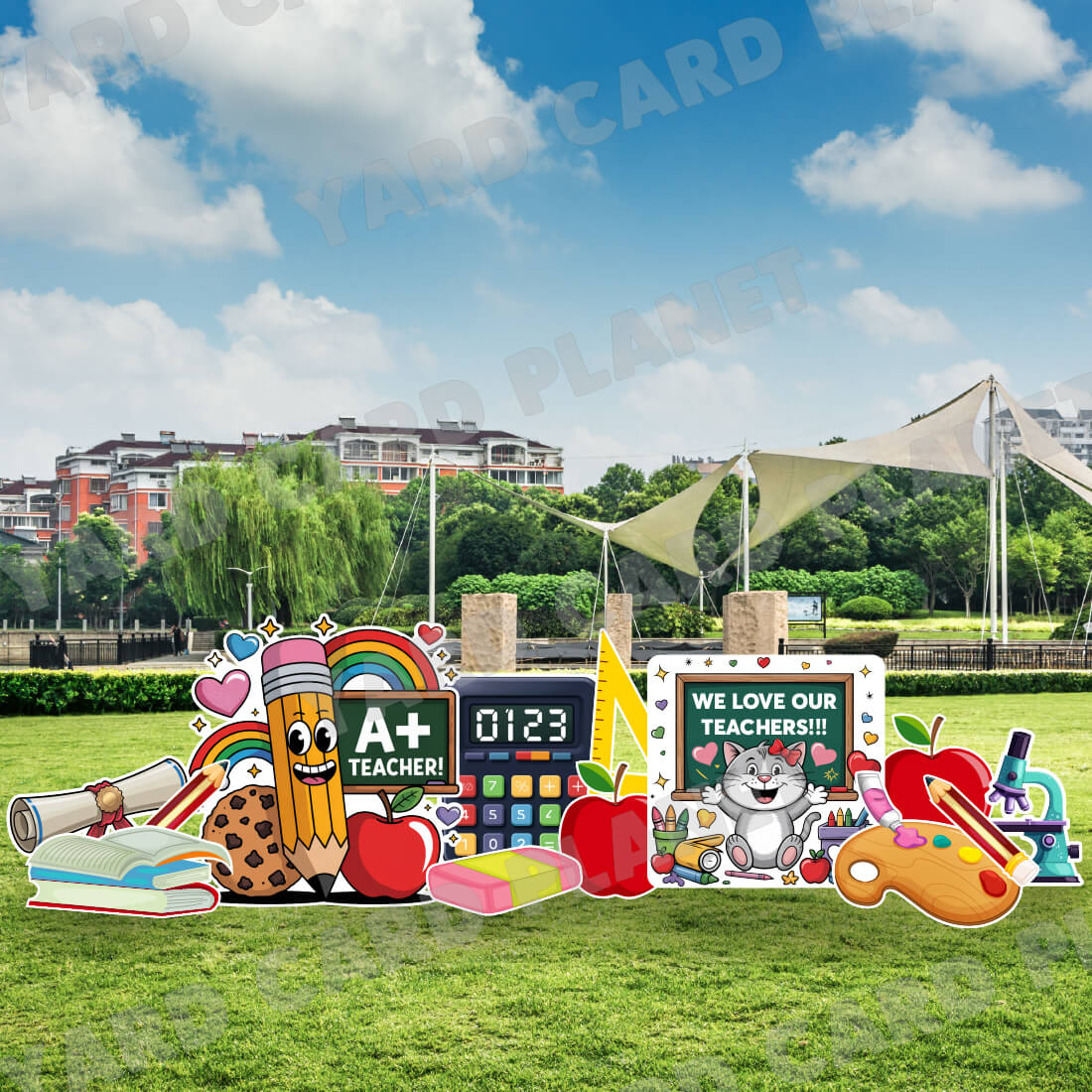 We Love Our Teachers A+ Yard Card Flair Set