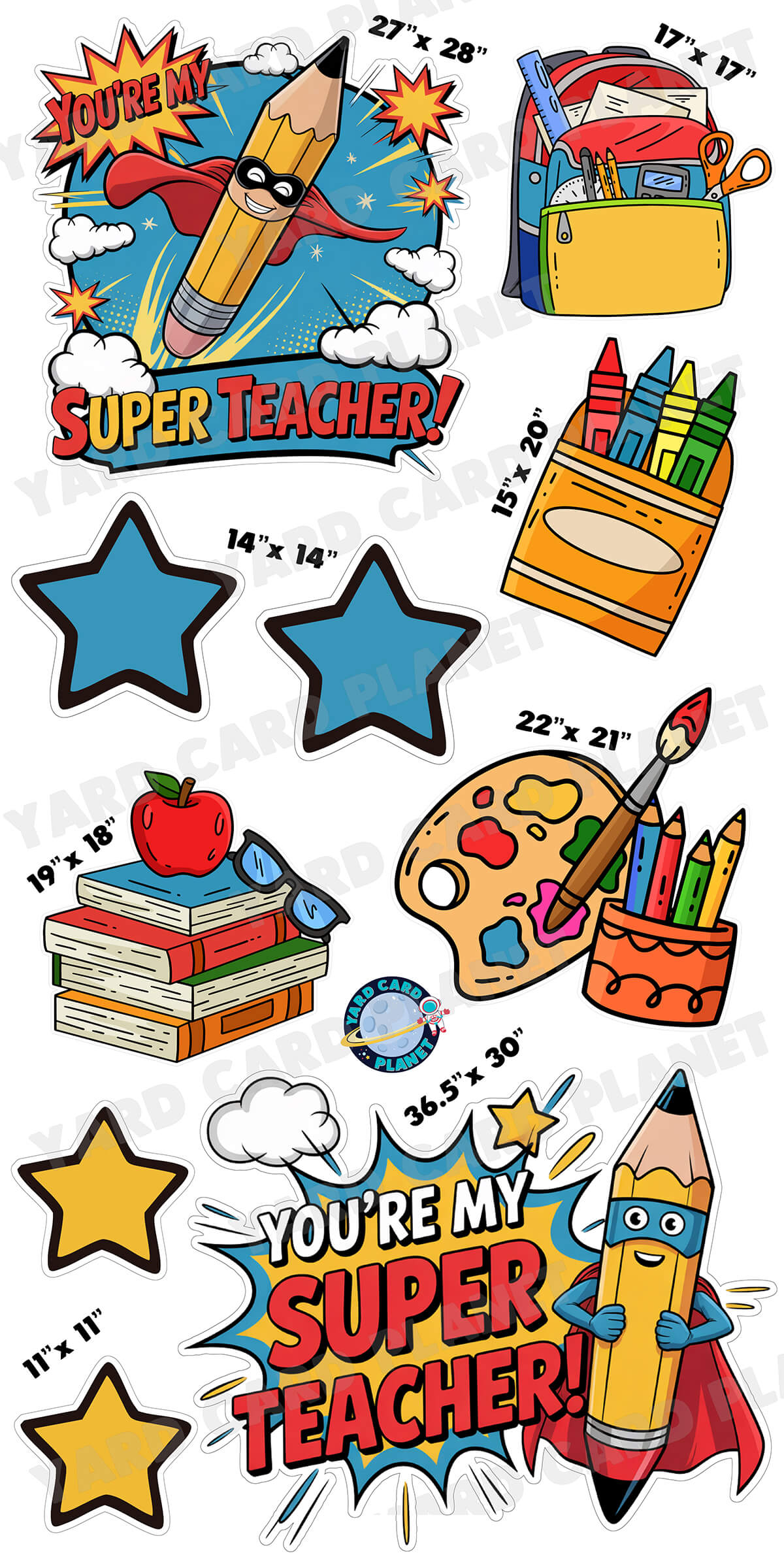 Super Teacher Sign and Yard Card Flair Set
