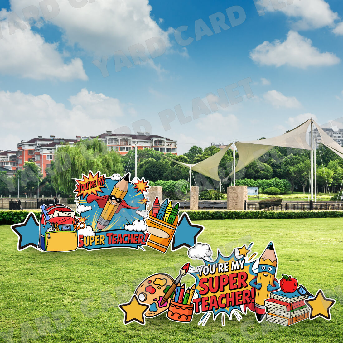 Super Teacher Sign and Yard Card Flair Set