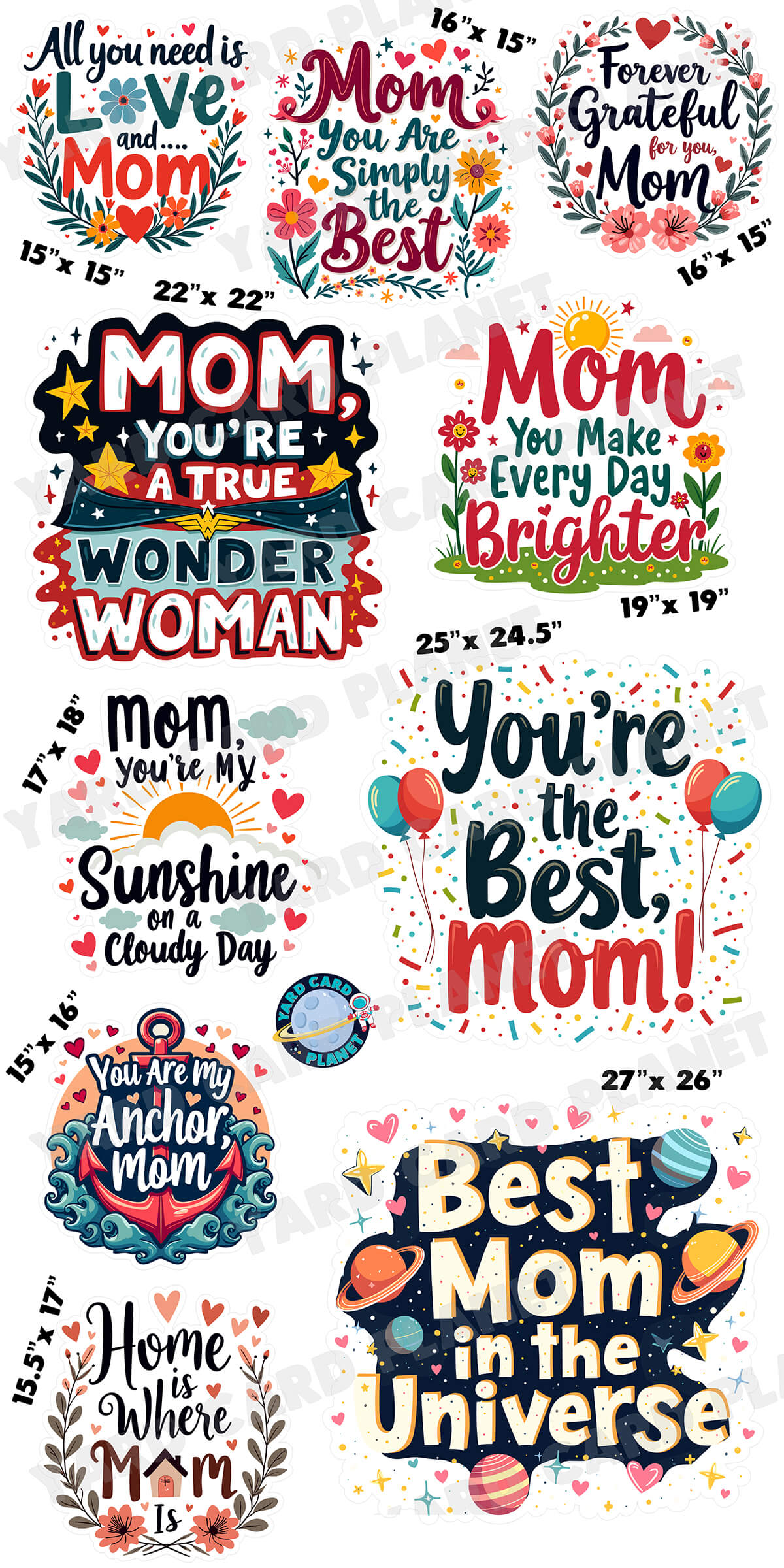 Inspirational Mom Signs Yard Card Flair Set