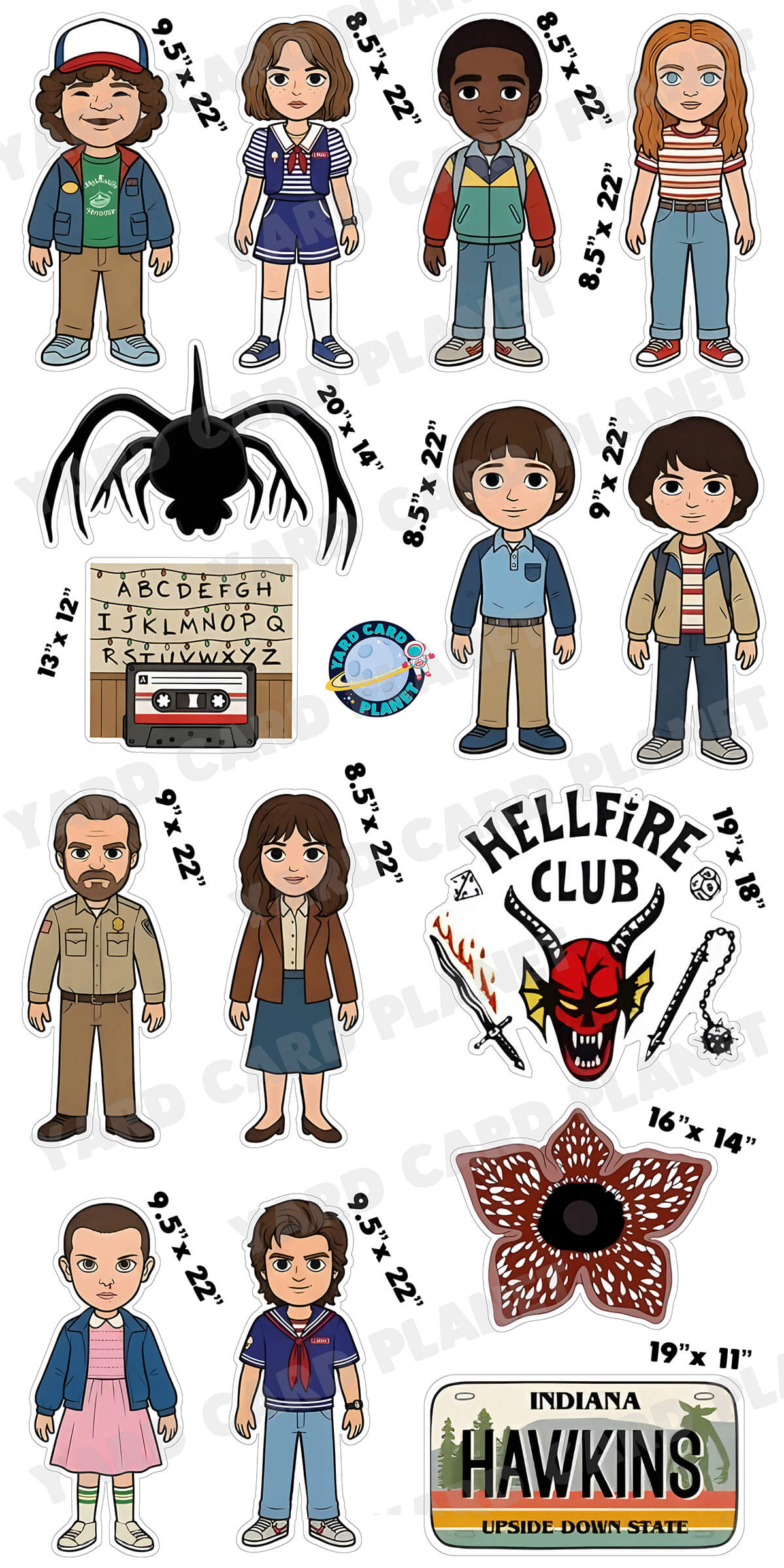 Retro 80s Supernatural Small Town Mystery Yard Card Flair Set