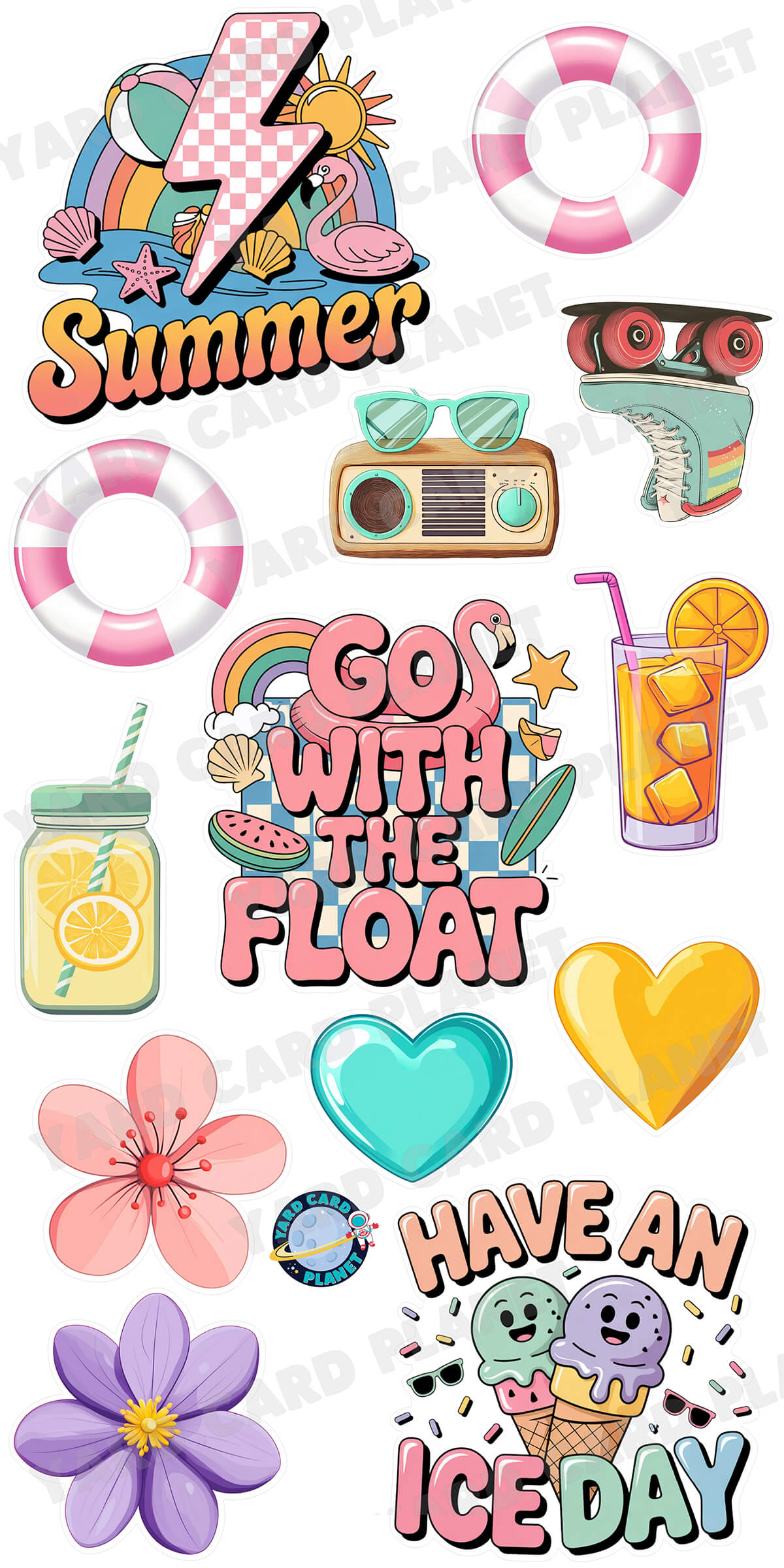 Go With The Float Summer Yard Card Flair Set