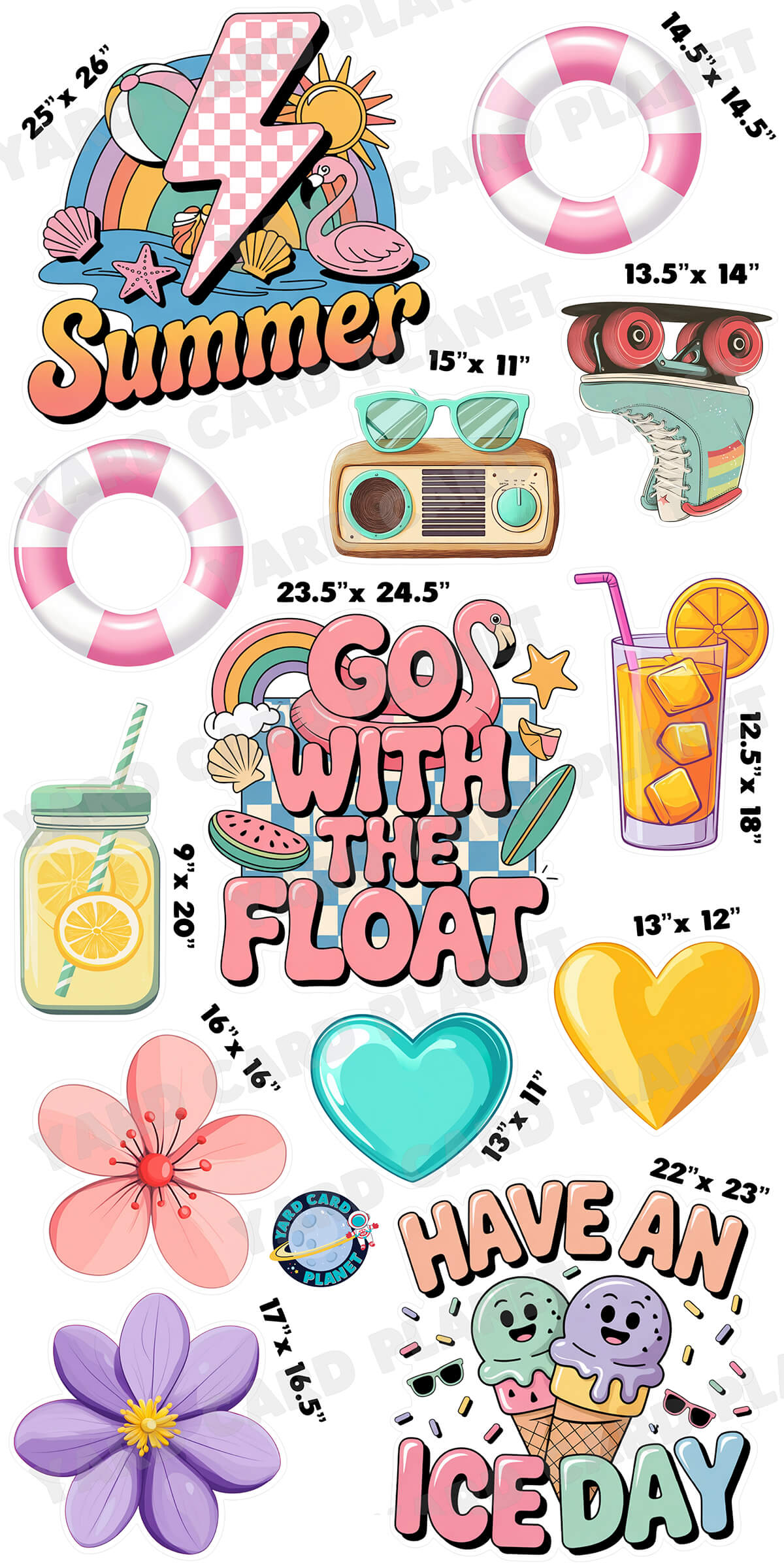 Go With The Float Summer Yard Card Flair Set