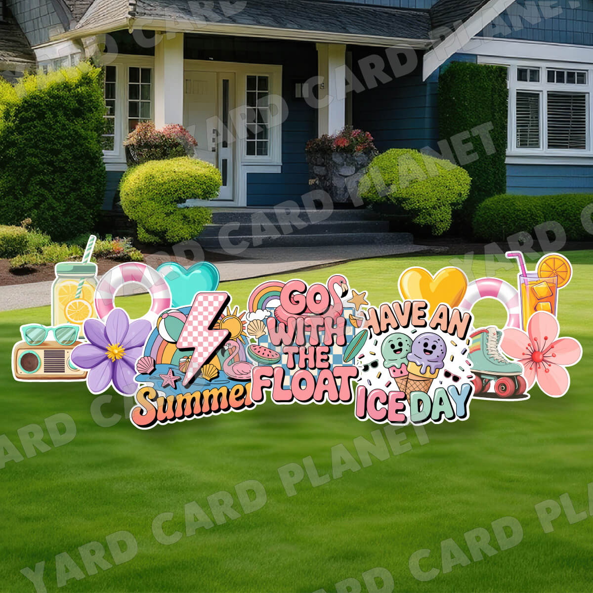 Go With The Float Summer Yard Card Flair Set