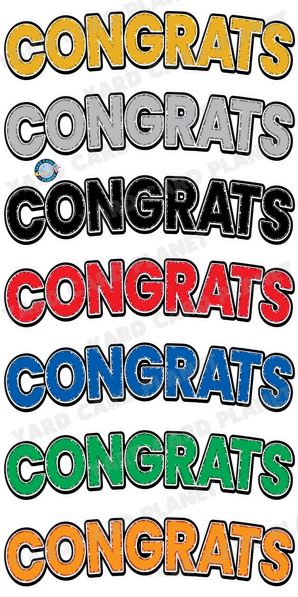 Solid with Glitter Pattern Congrats EZ Quick Signs Yard Card Flair Set