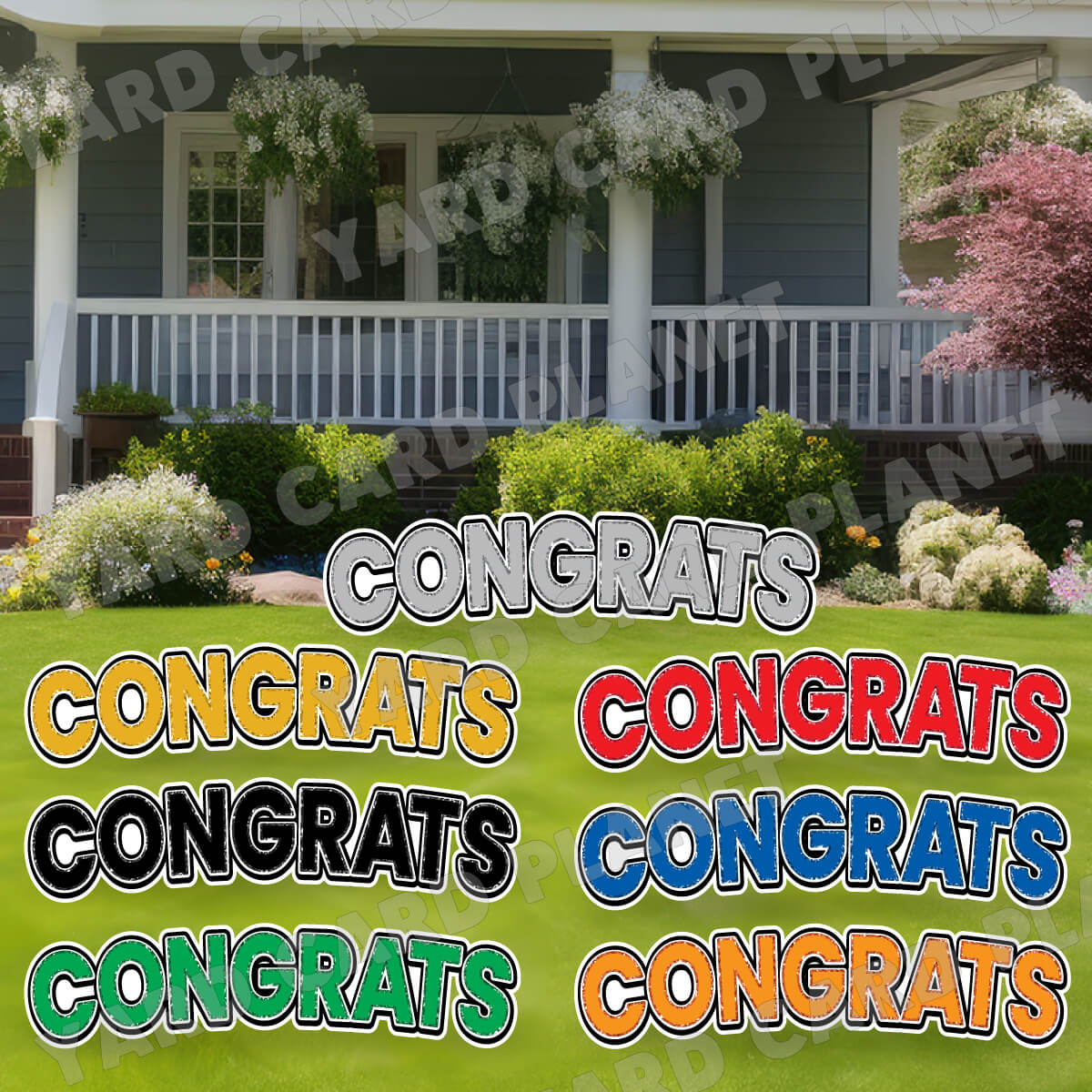 Solid with Glitter Pattern Congrats EZ Quick Signs Yard Card Flair Set