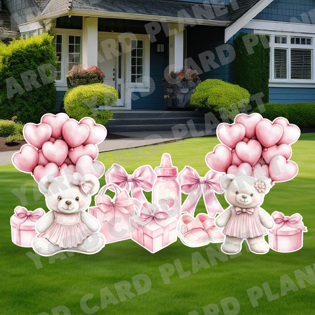 Soft Watercolor Baby Girl Yard Card Flair Set